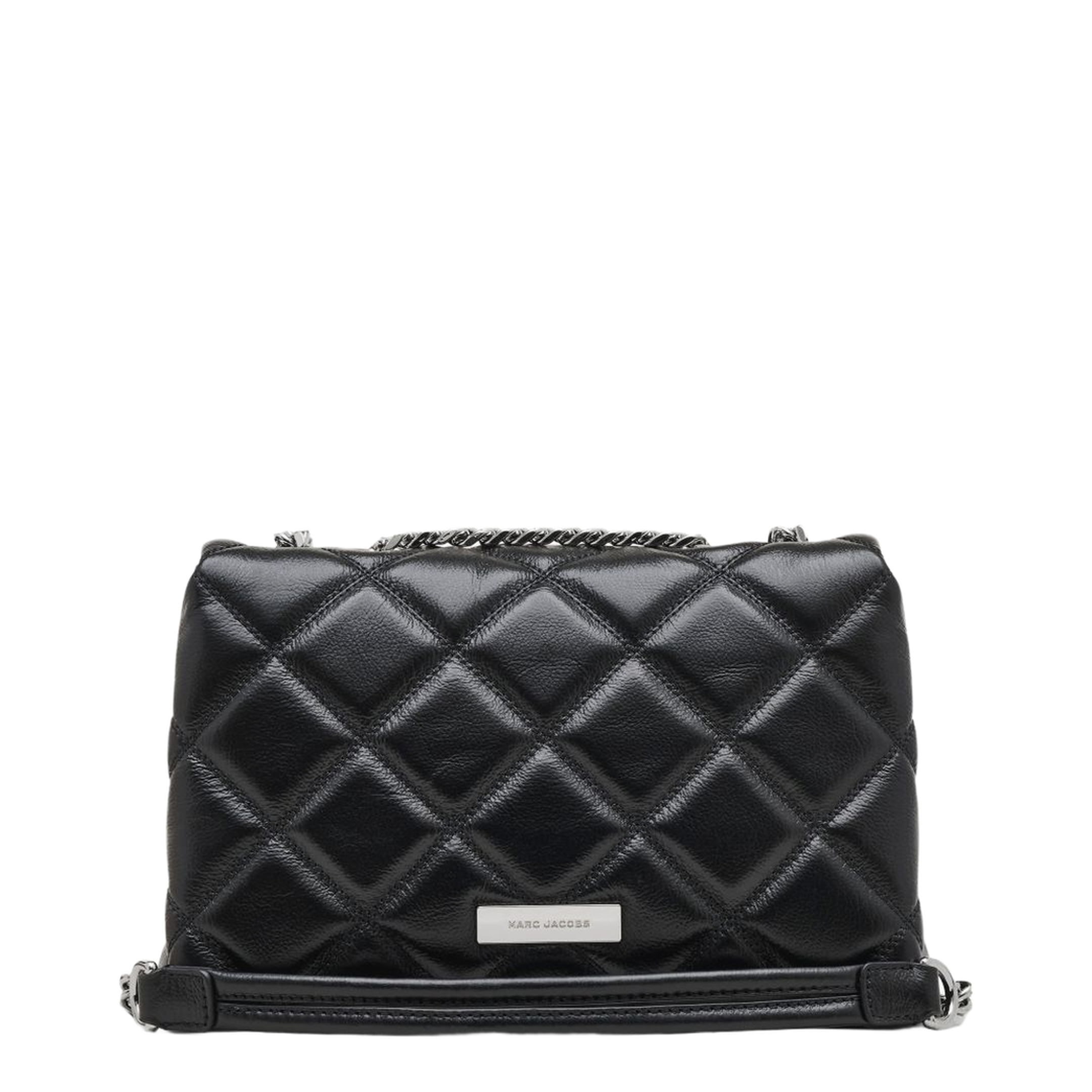 Slim Dual Convertible Leather Shoulder Bag - Black