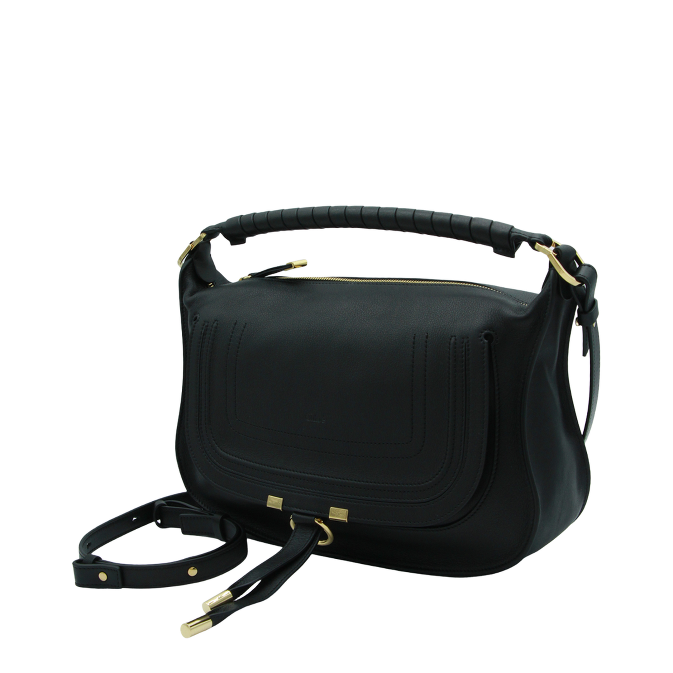 Marcie Small Calfskin Shoulder Bag - Black