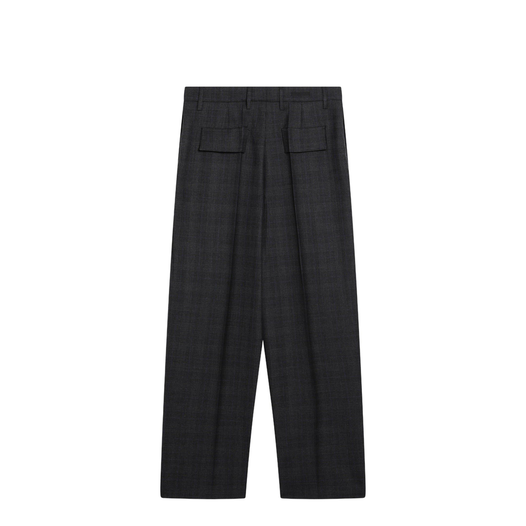 Grey Wool Trousers with Check Pattern