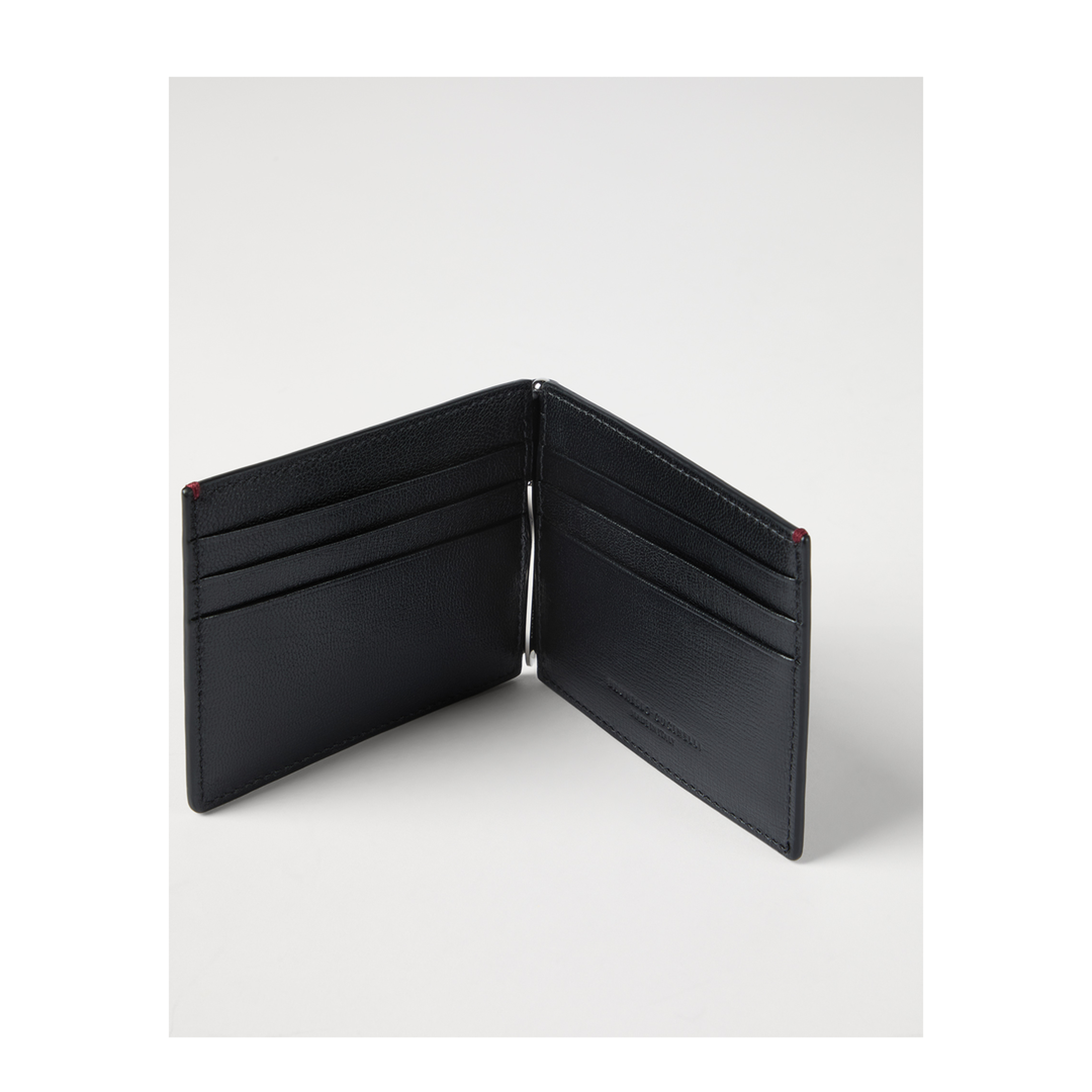 Grained Leather Money Clip Wallet