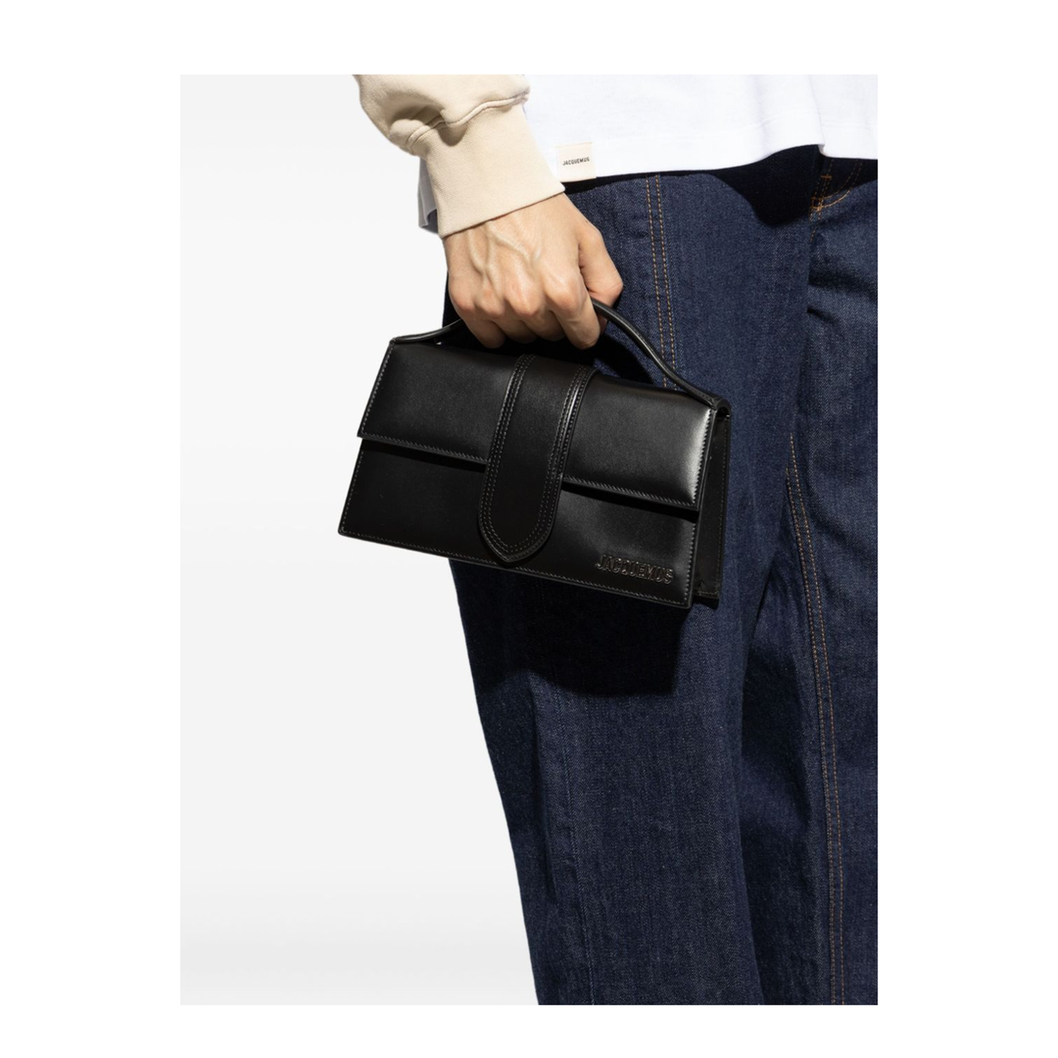 The Bambino Large Cow Leather Top-Handle Bag - Noir