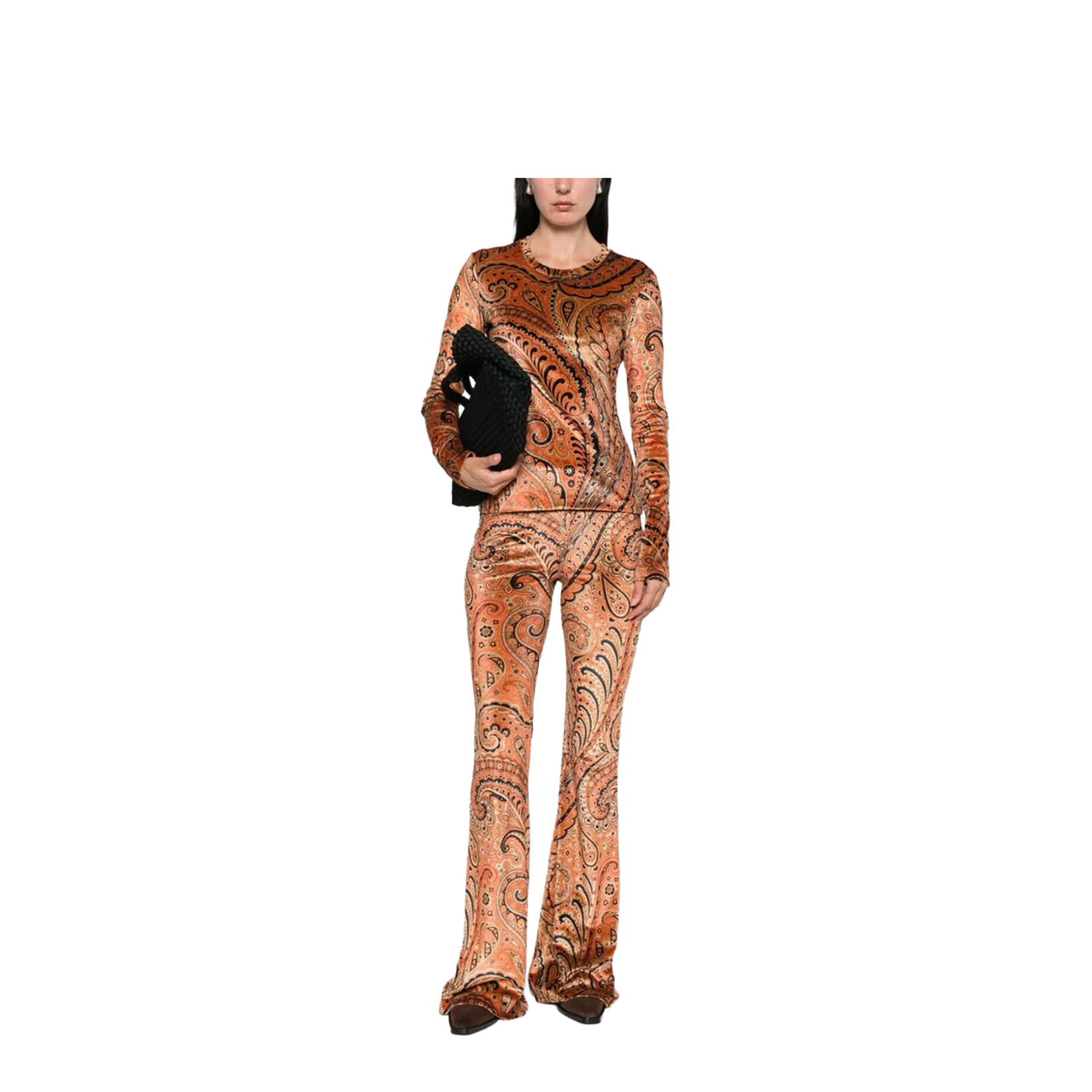 Paisley-Print Flared Viscose Trousers