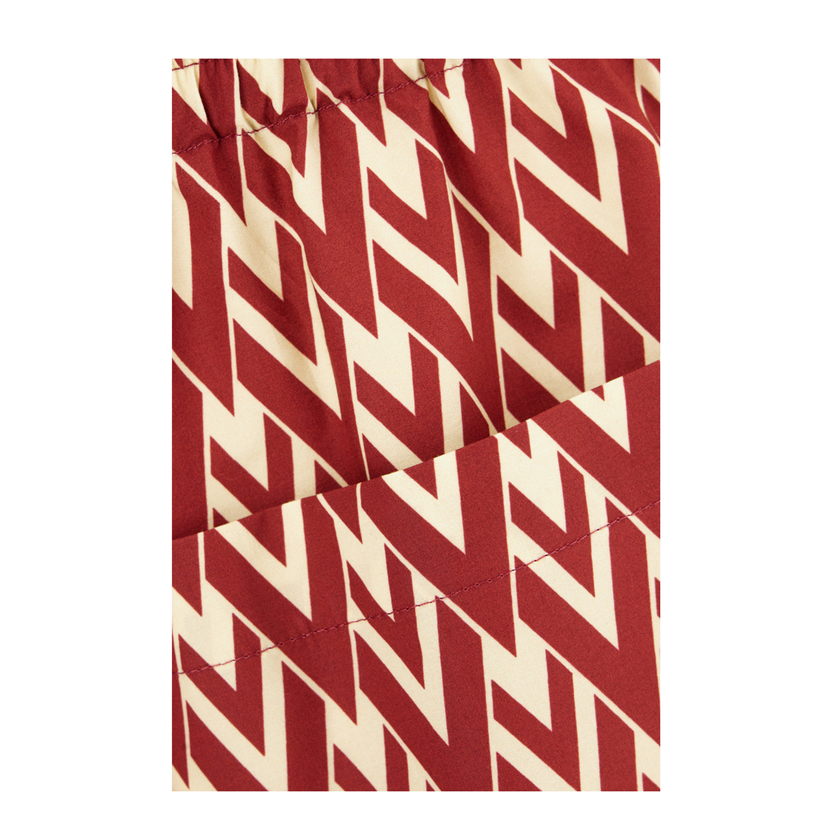 Red and Cream Cotton Bermuda Shorts with Toute la V Print