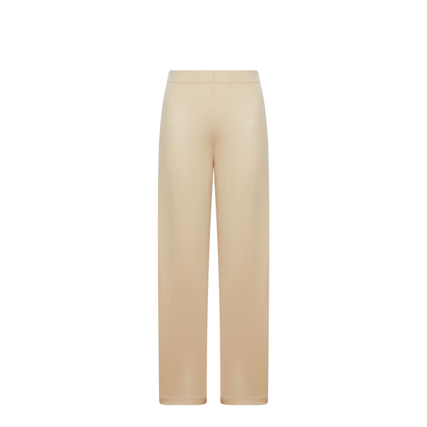 Caramel Beige Silk Elasticated Waistband Straight Hem