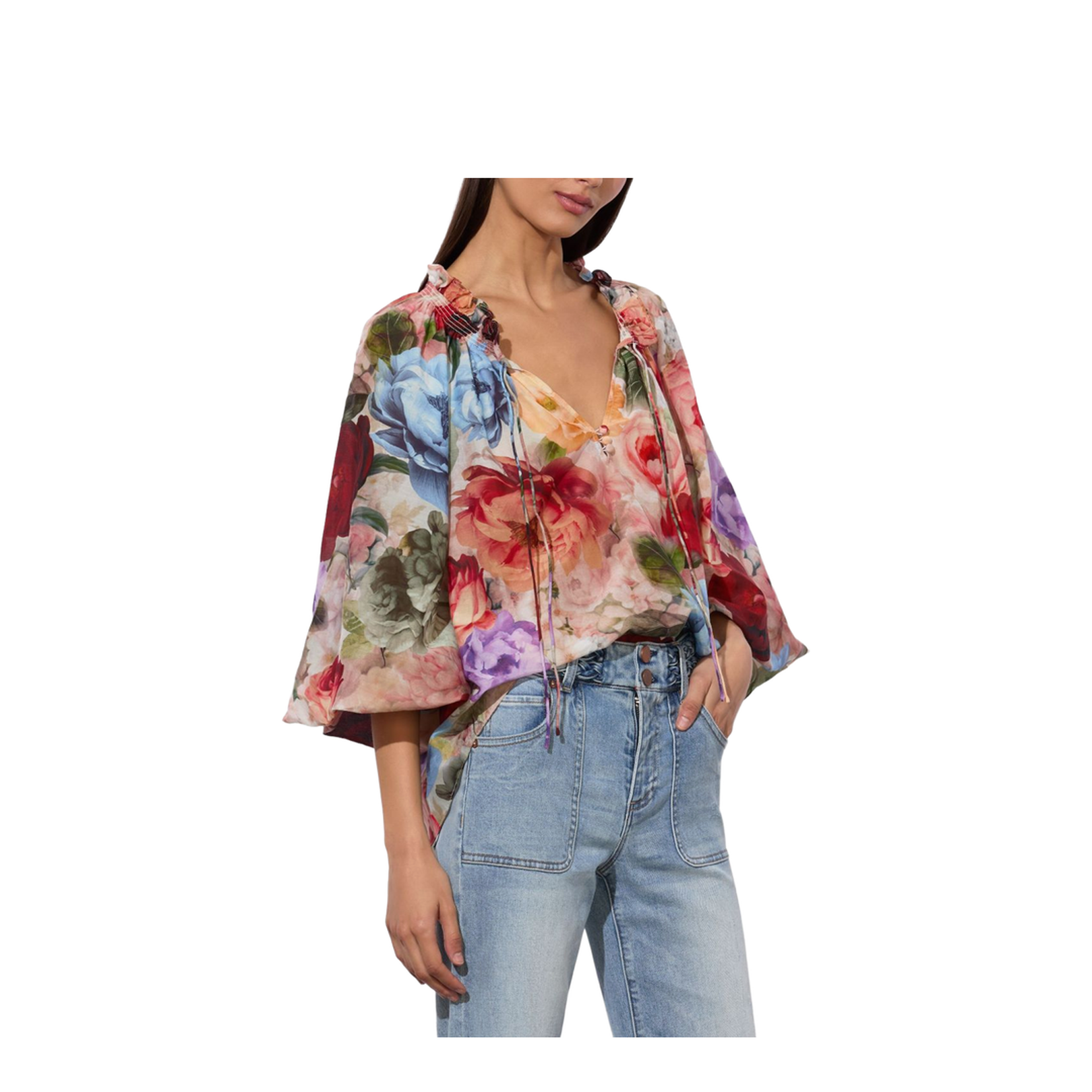 Norah Peasant Blouse In Storm Floral