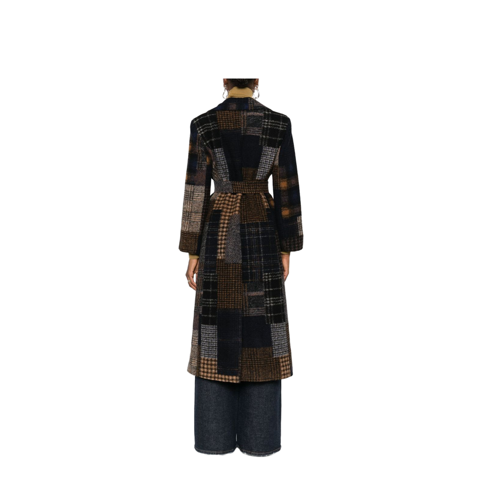 Patchwork Design Wool Coat