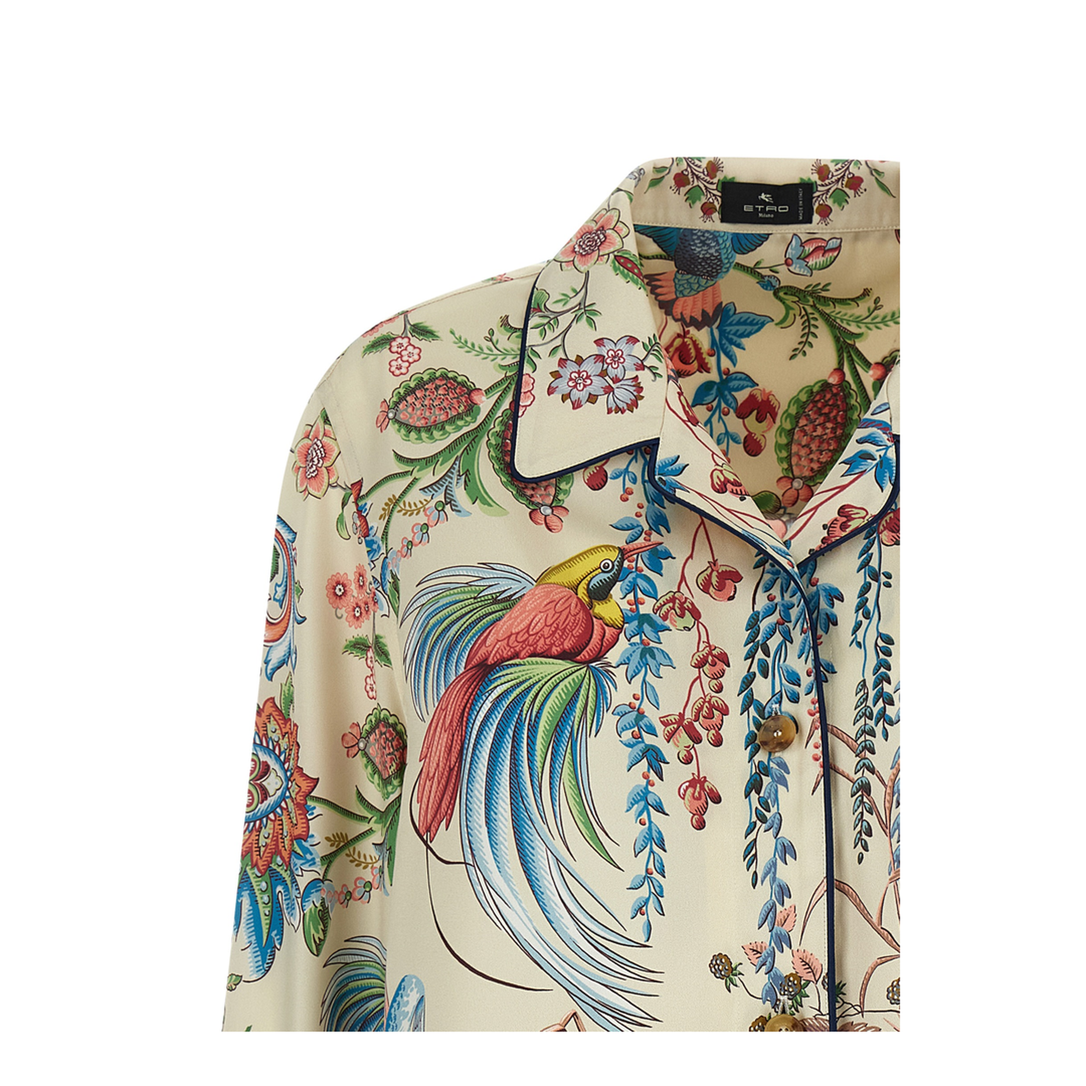 Placed Flora and Fauna Print Twill Shirt