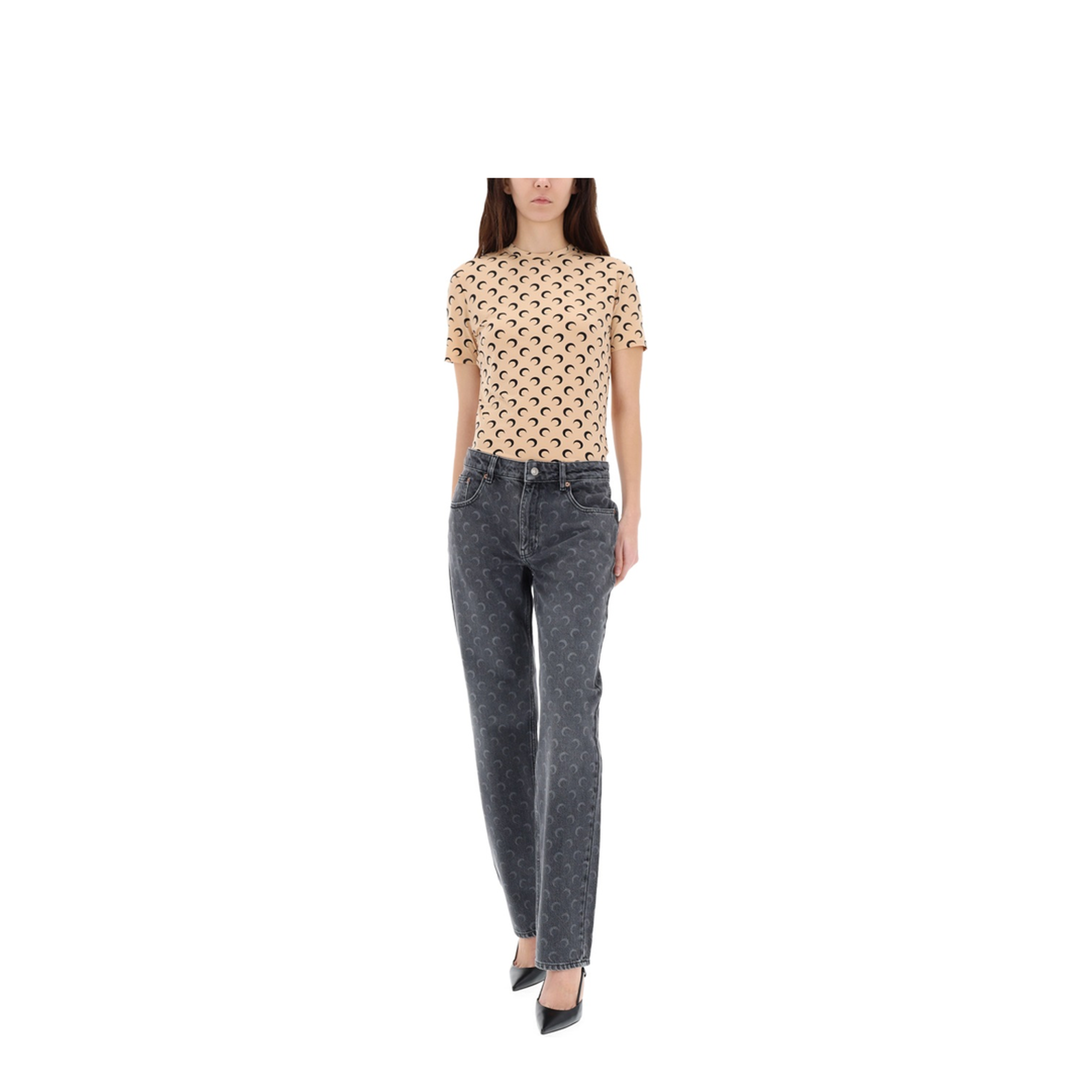 MAYFEYR - Marine Serre - Moon Laser Jeans - WPA128BCDEN0006GR90