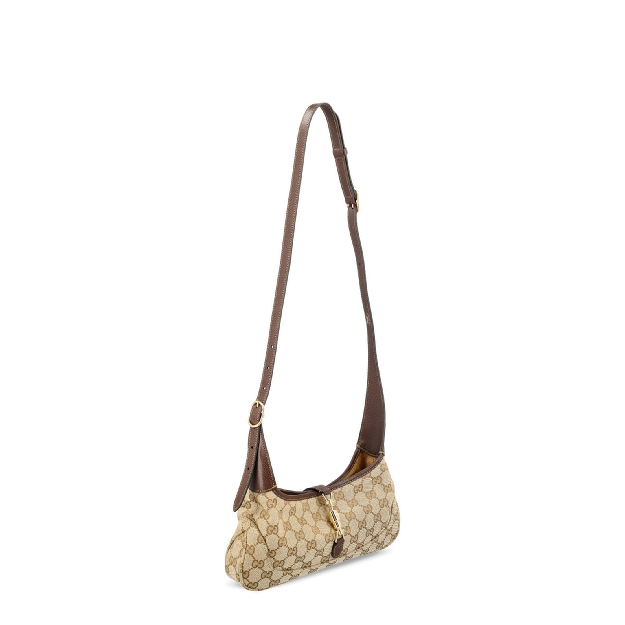 Jackie Slim Medium GG Canvas Shoulder Bag - Sand and Dark Brown