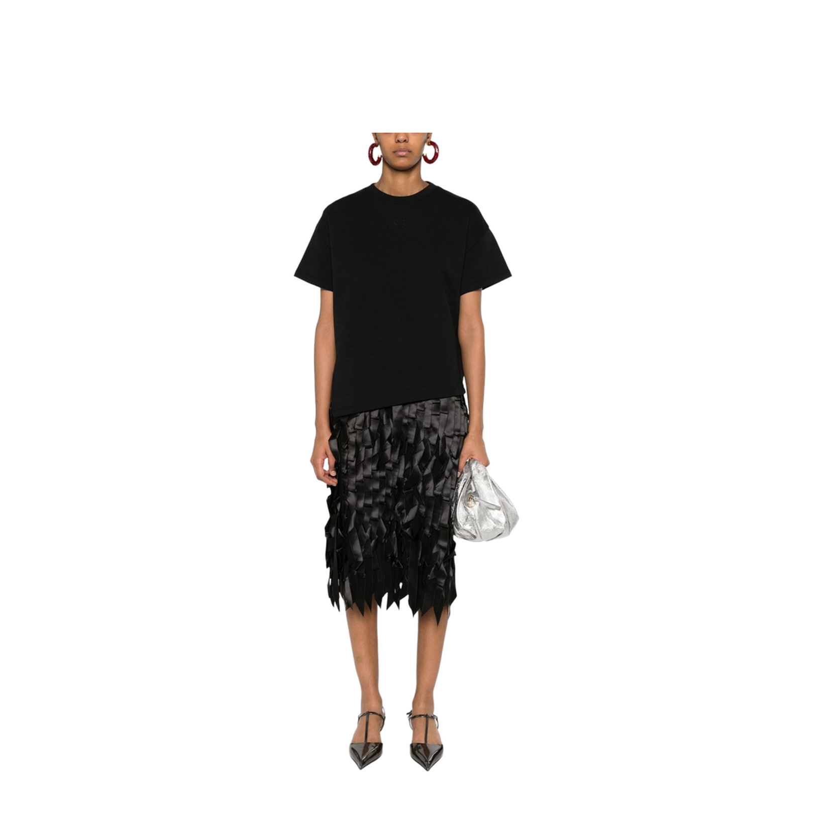 Asymmetric T-Shirt in Cotton Blend Black