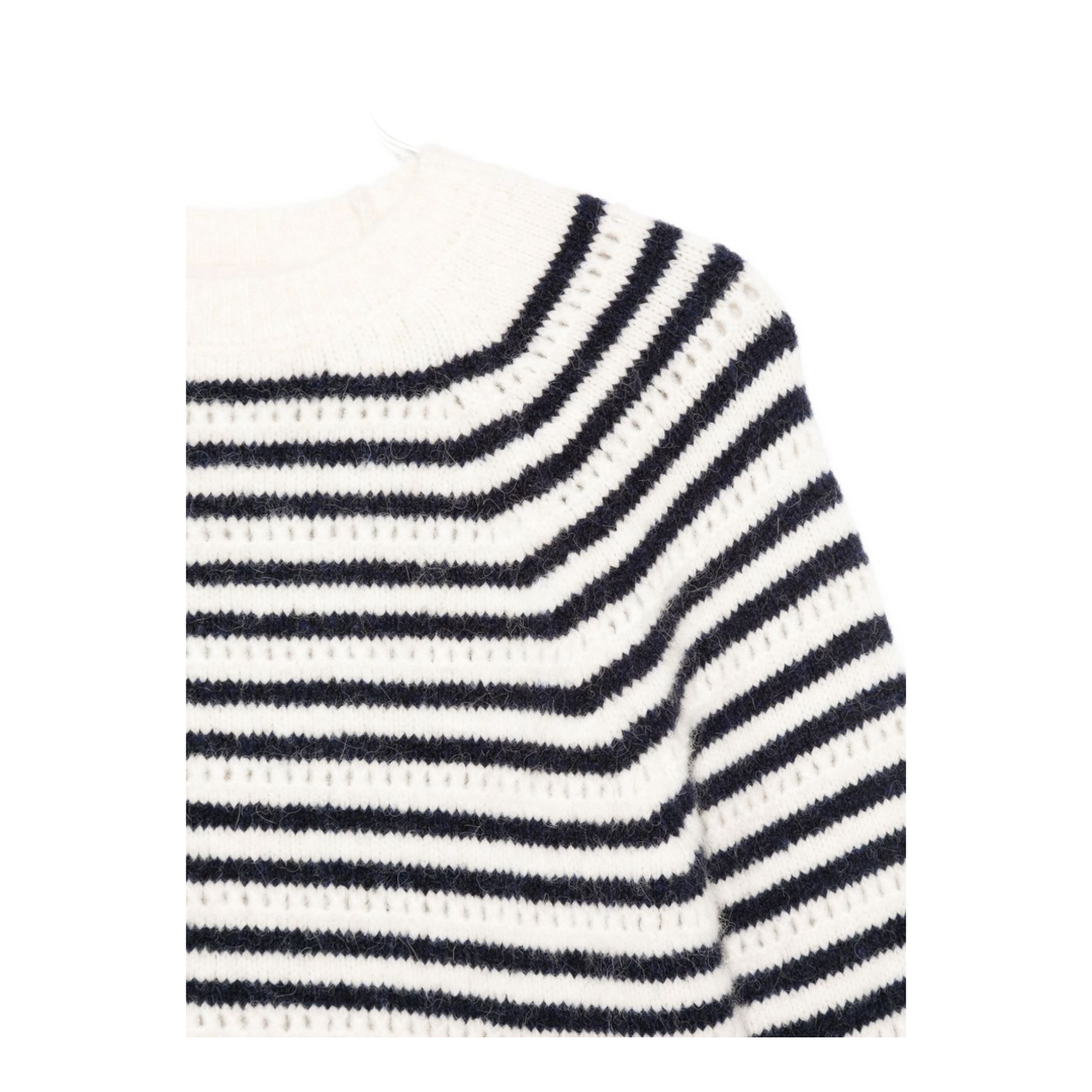 White Sweater — Stripe Logo Wool Jumper