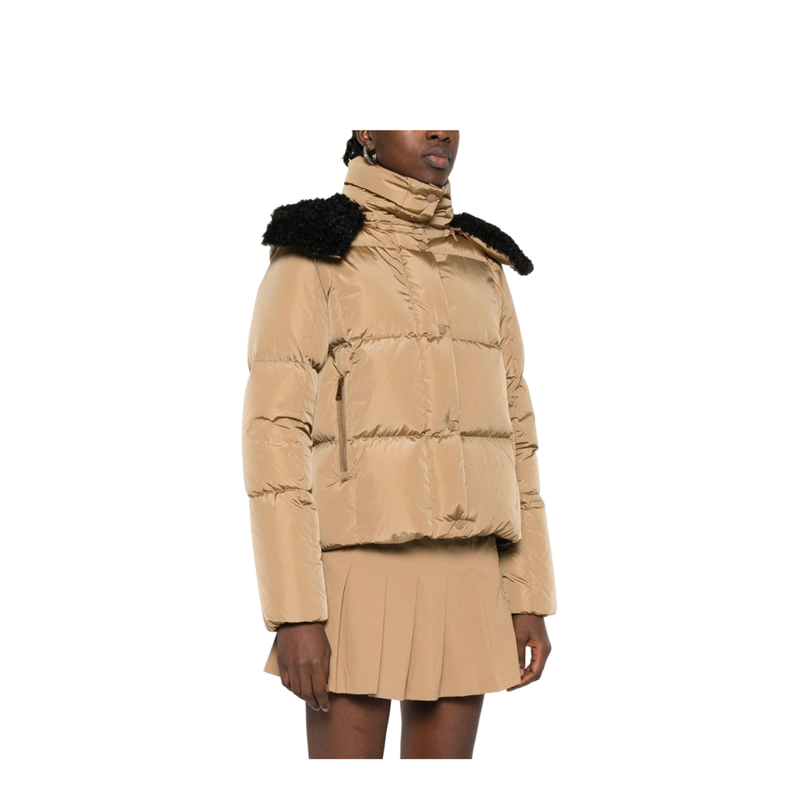Castelnou Square-Quilted Hooded Short Down Jacket
