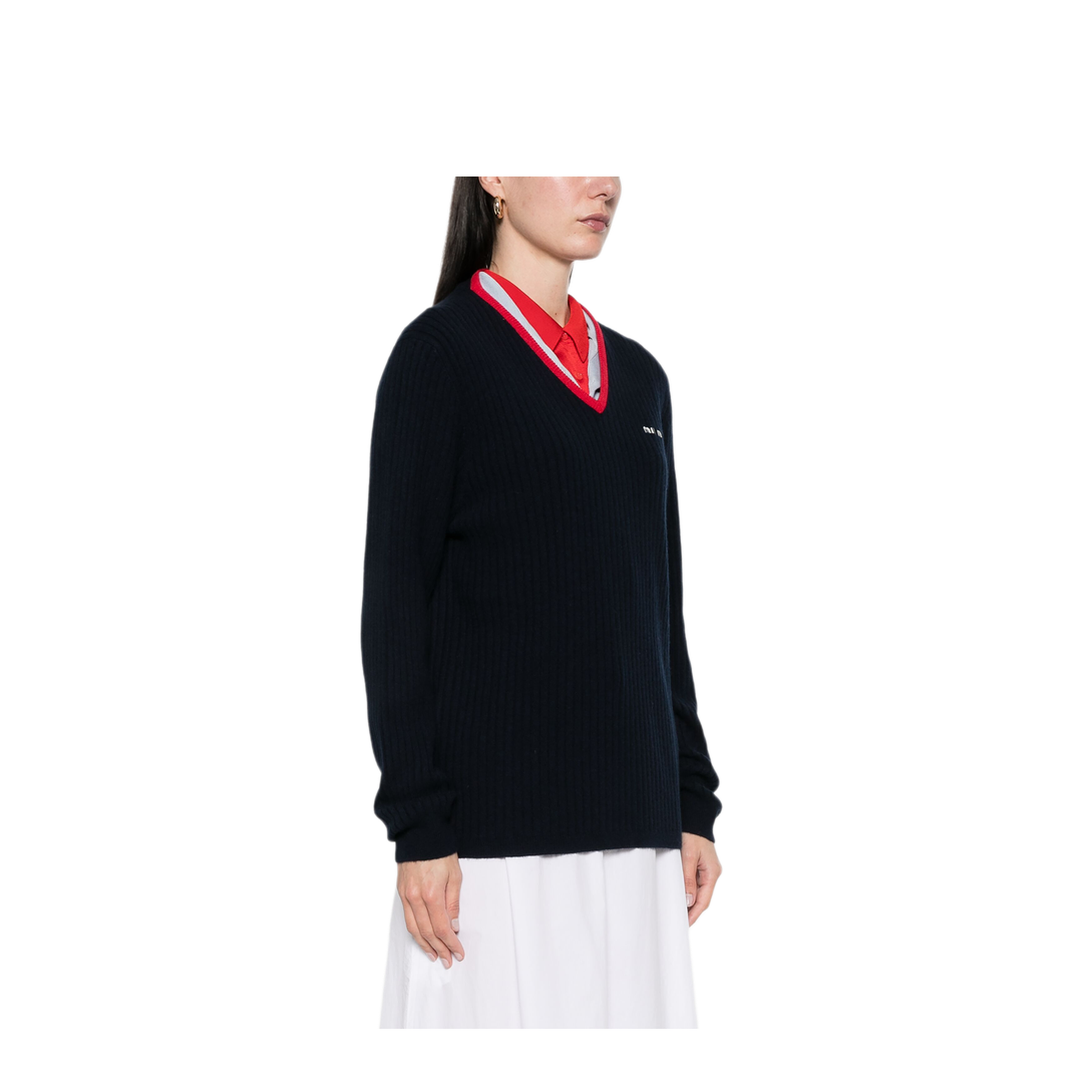 MAYFEYR - Miu Miu - V Neck Cashmere Sweater - MMLA33SOOO1580F059F