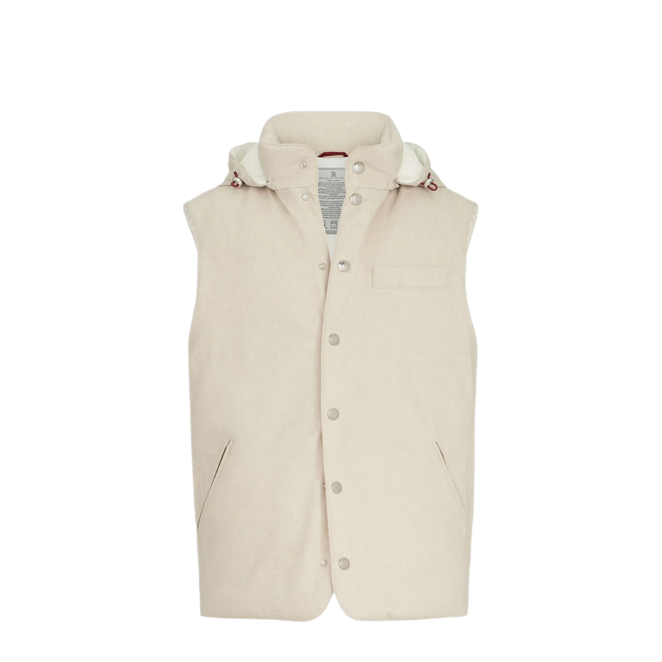 MAYFEYR - Brunello Cucinelli - Bonded Wool Flannel Down Vest With Detachable Hood - MM4701775CID