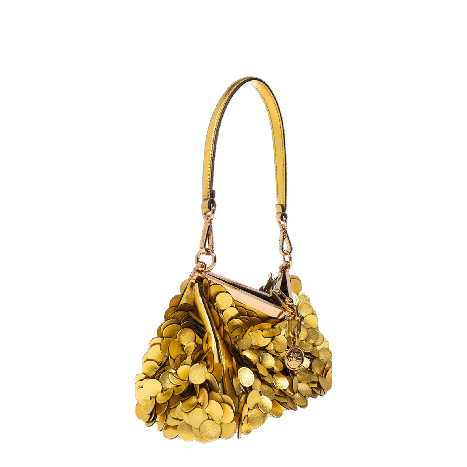 Small Leather Vela Bag with Laminated Sequins