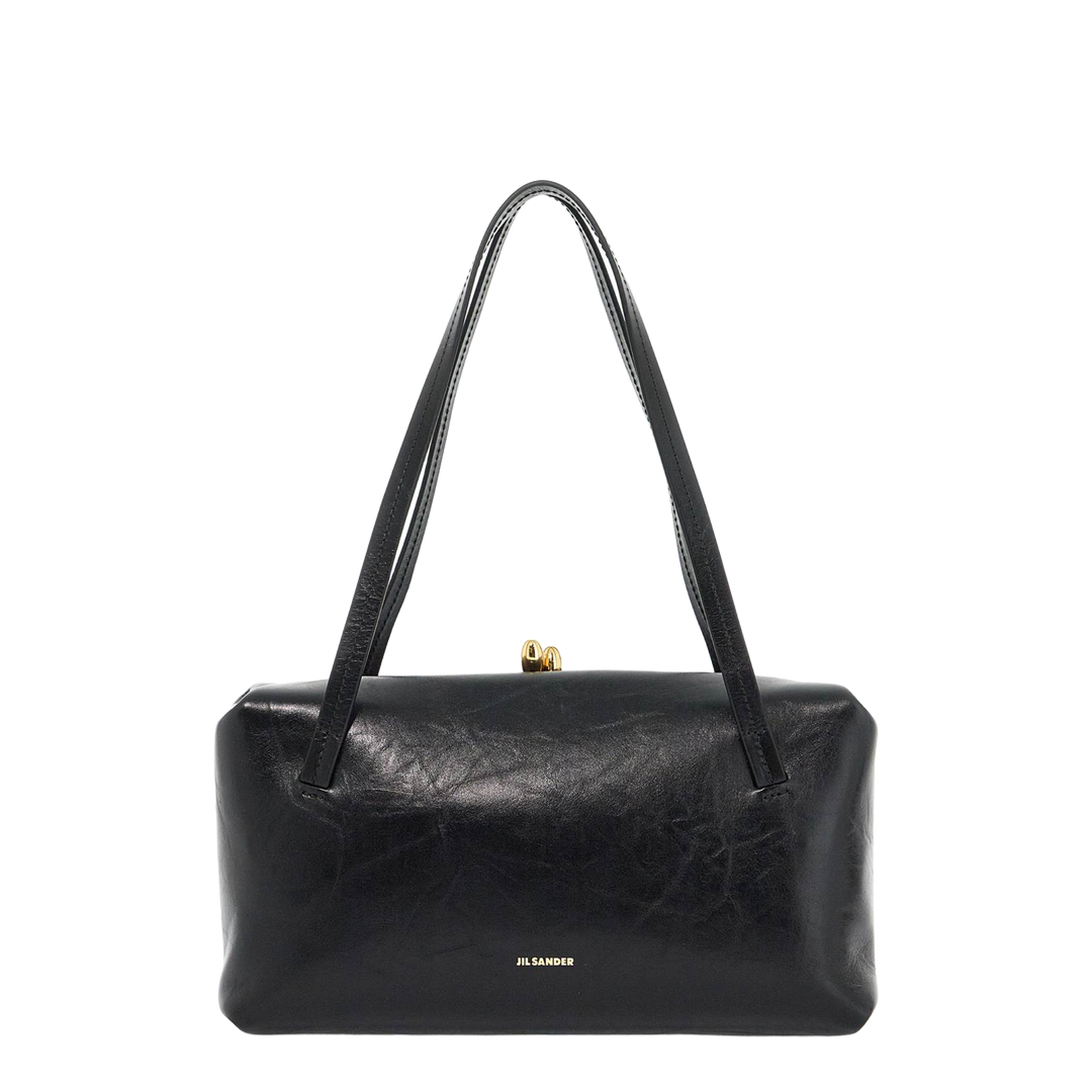Black Leather Goji Pillow Handbag