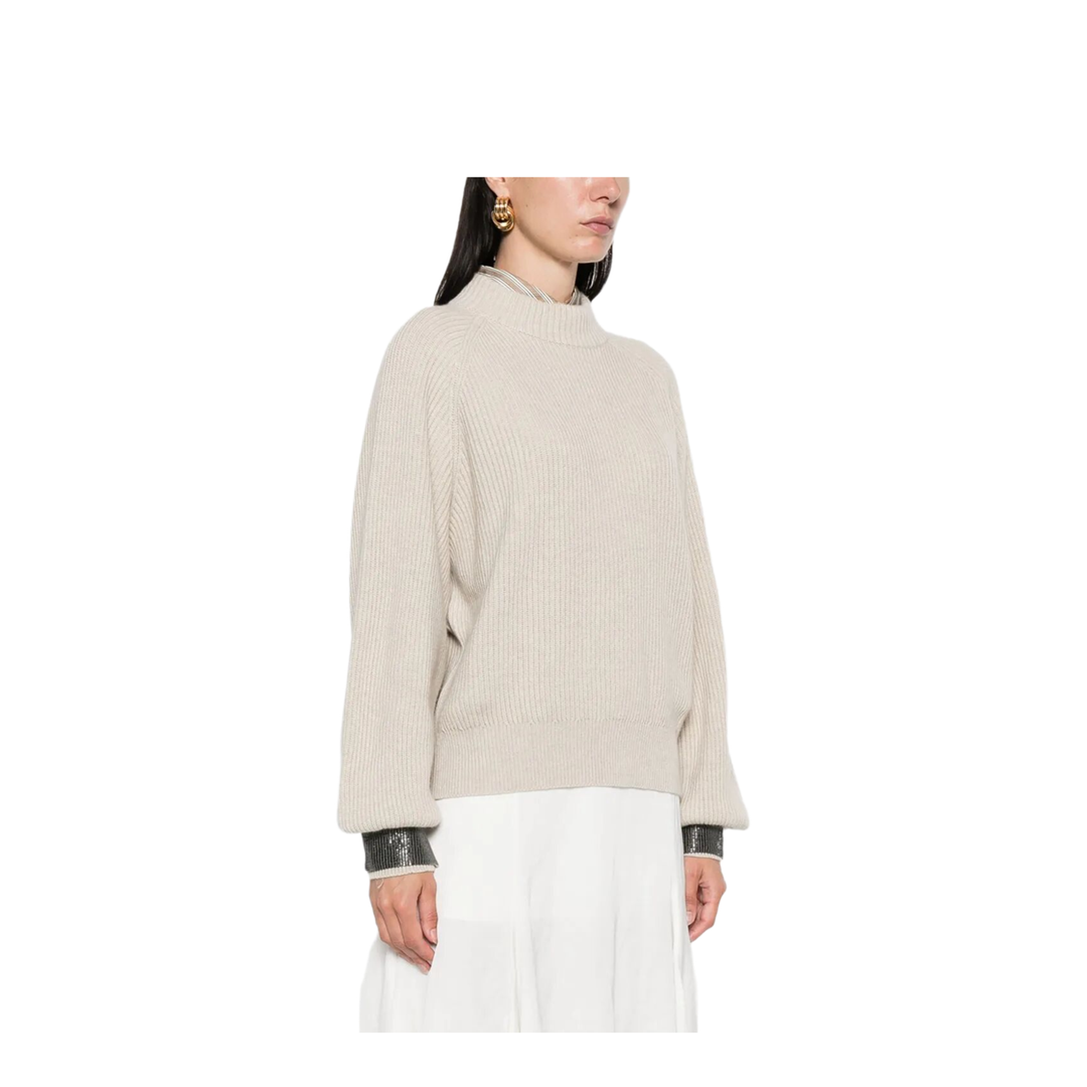 MAYFEYR - Brunello Cucinelli - Ribbed Sweater With Jewel Cuffs - M12723300