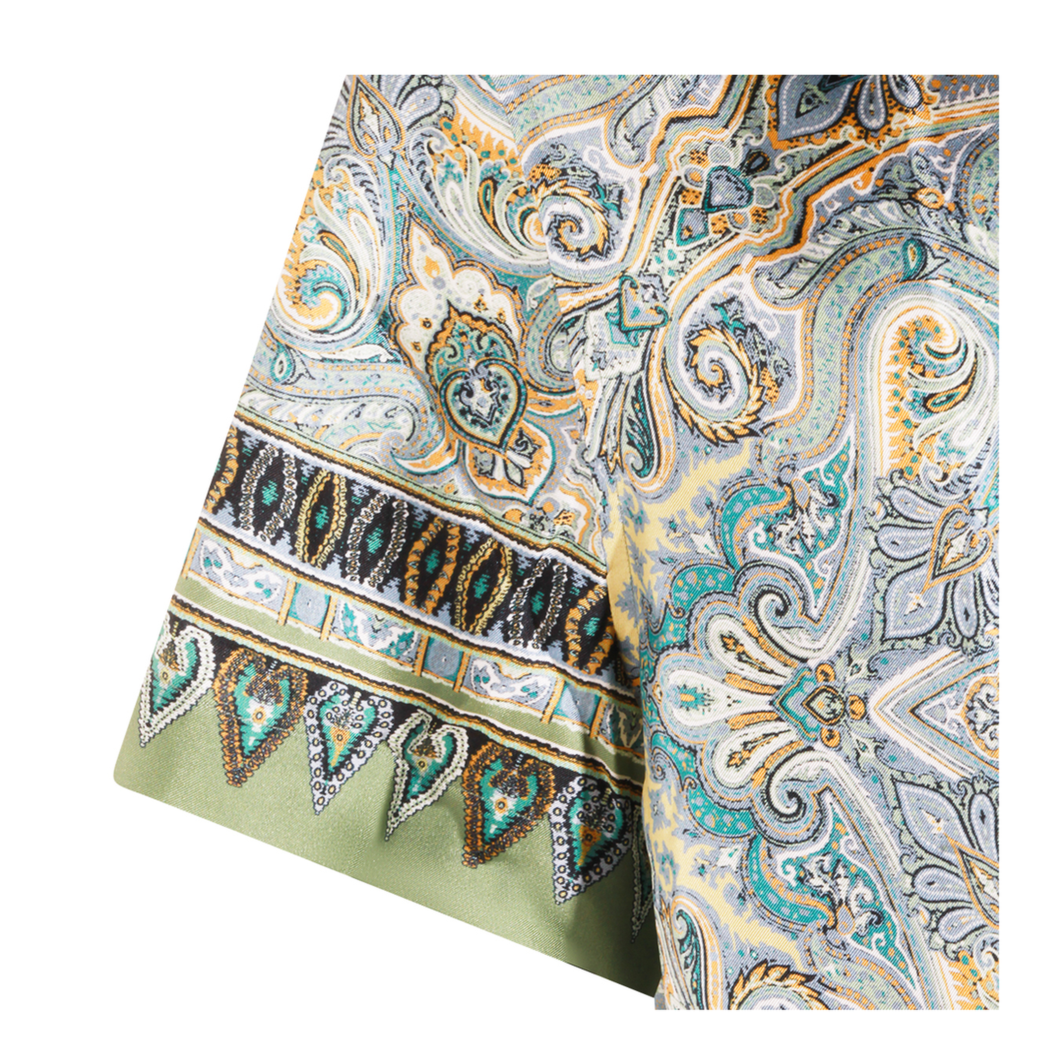 Placed Pocket-Square Silk Bowling Shirt Green