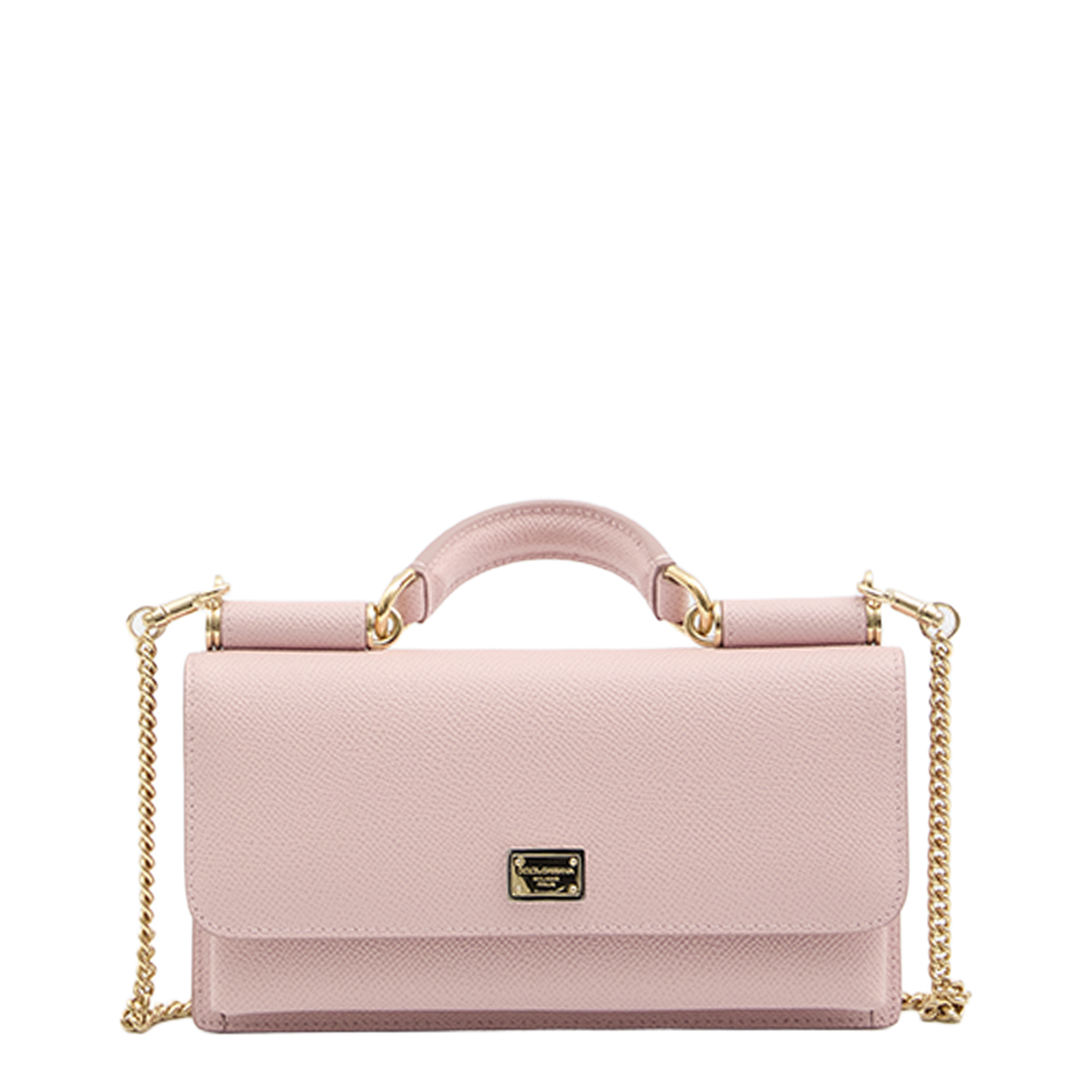 Pink Mini Bag in Dauphine Leather with Logo Tag