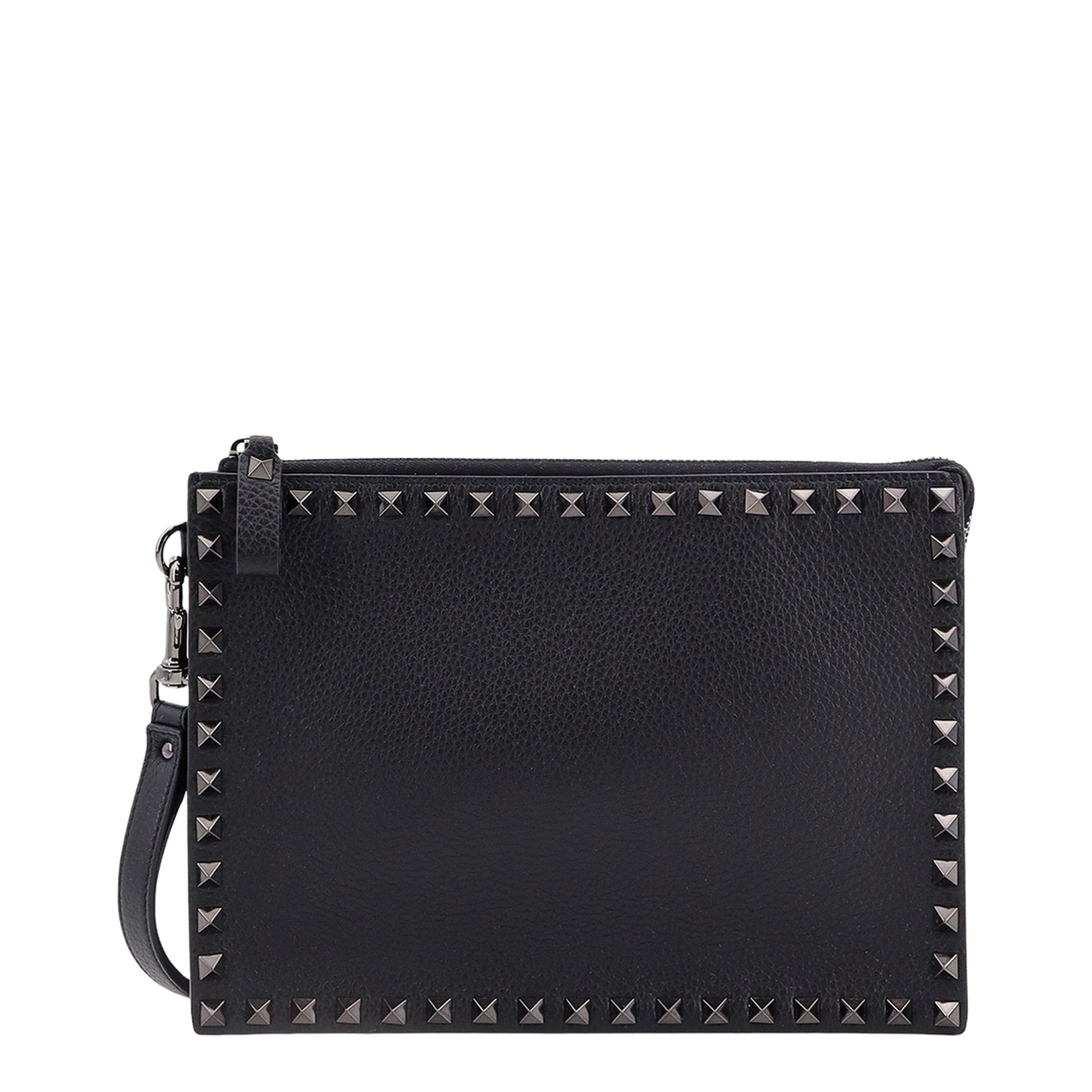 Black leather Rockstud clutch