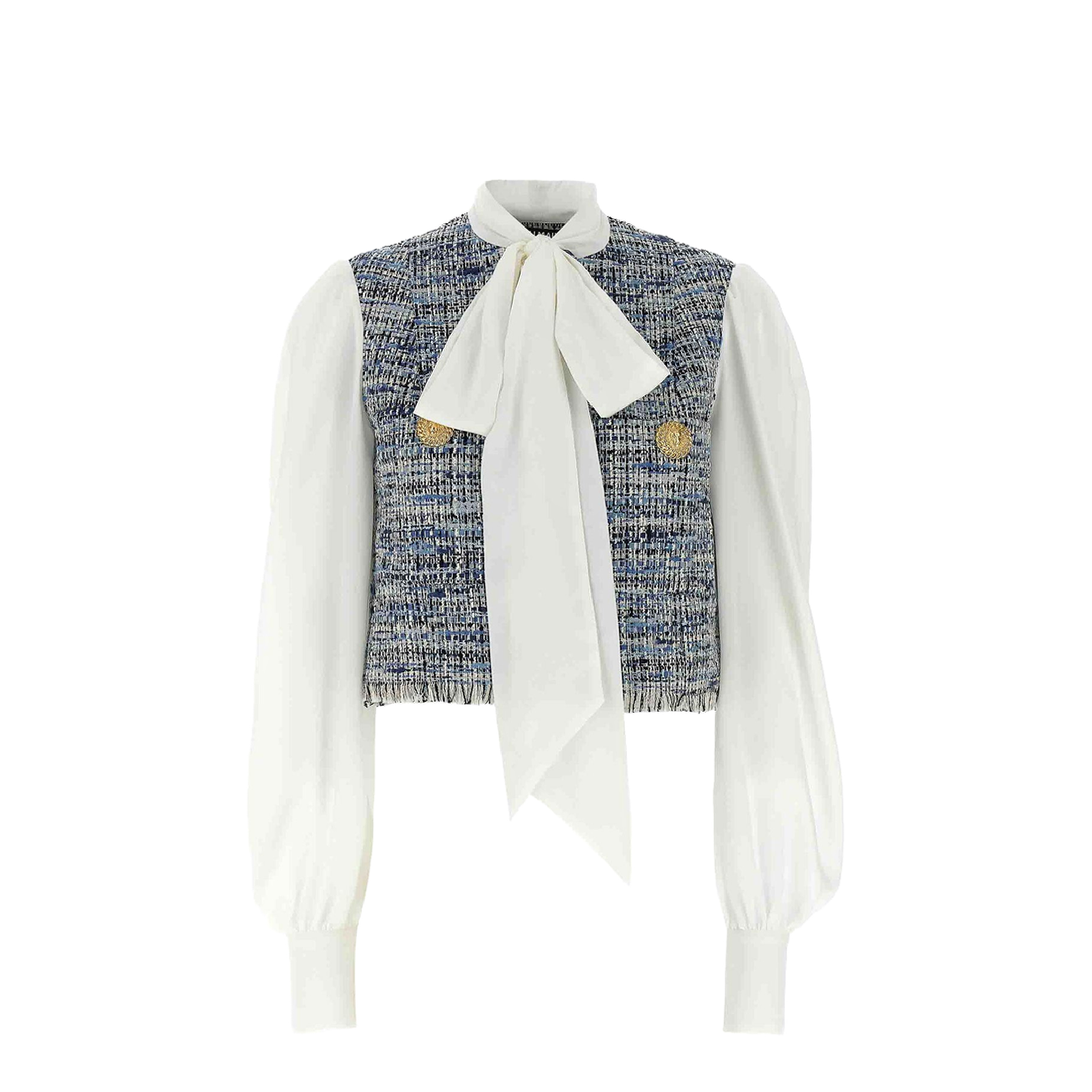 Tweed Cropped Jacket Blue