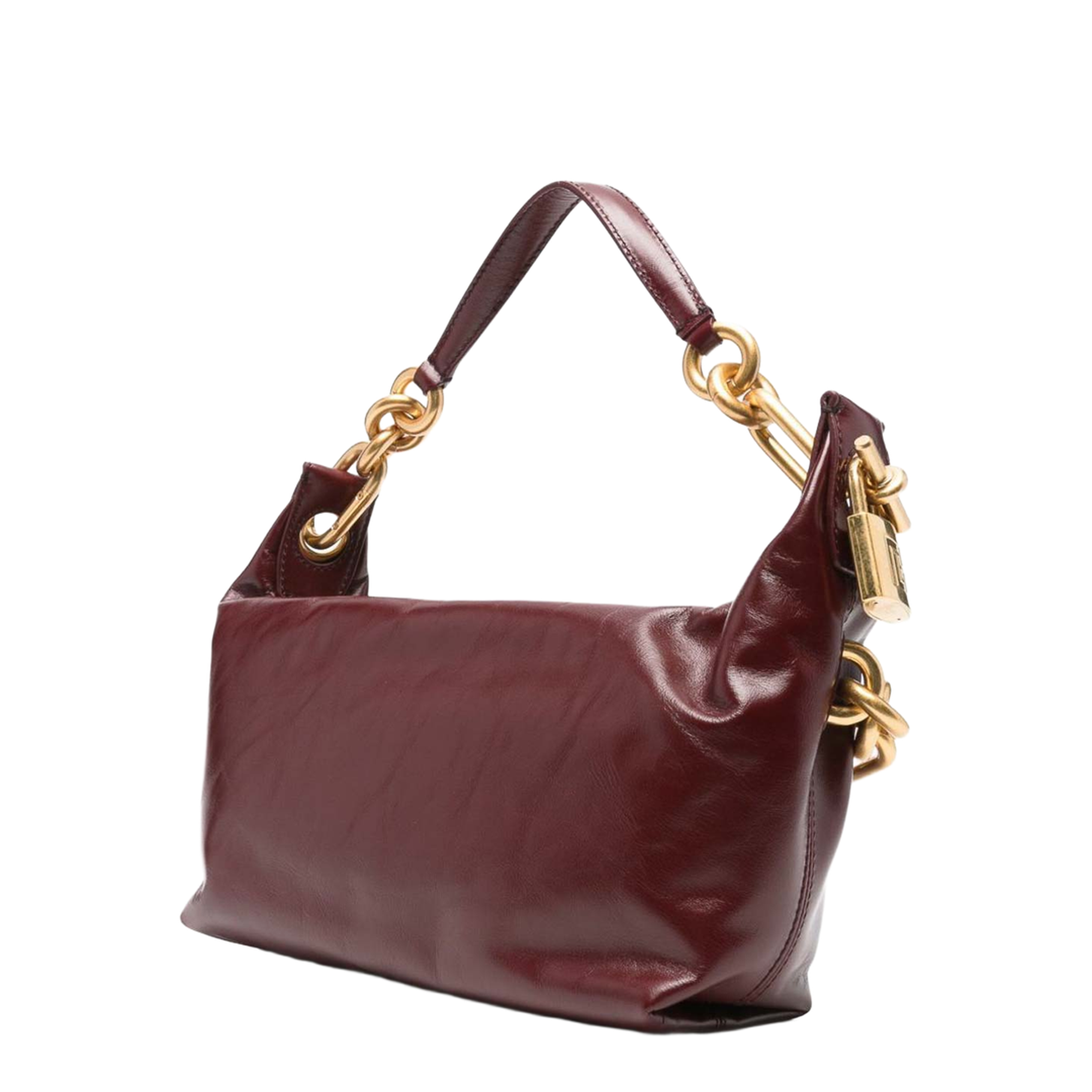 Sync Medium Leather Shoulder Bag - Bordeaux - Blush Lux