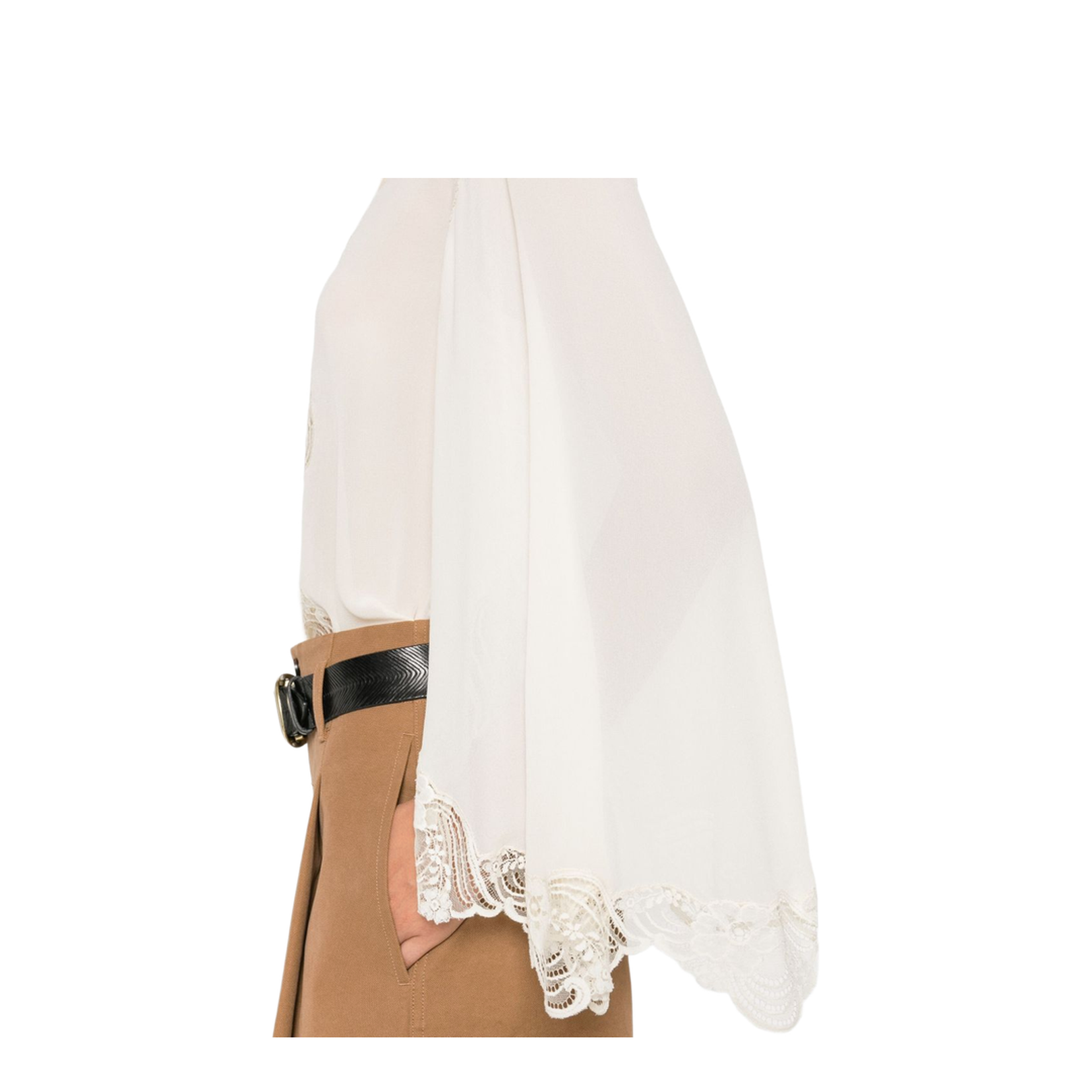 Fluid Blouse in Silk Georgette & Lace