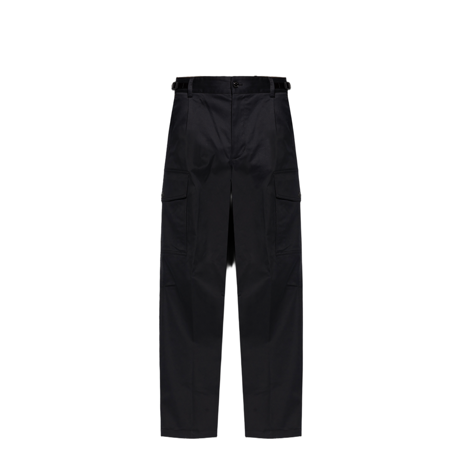 Black Cotton Gabardine Cargo Trousers