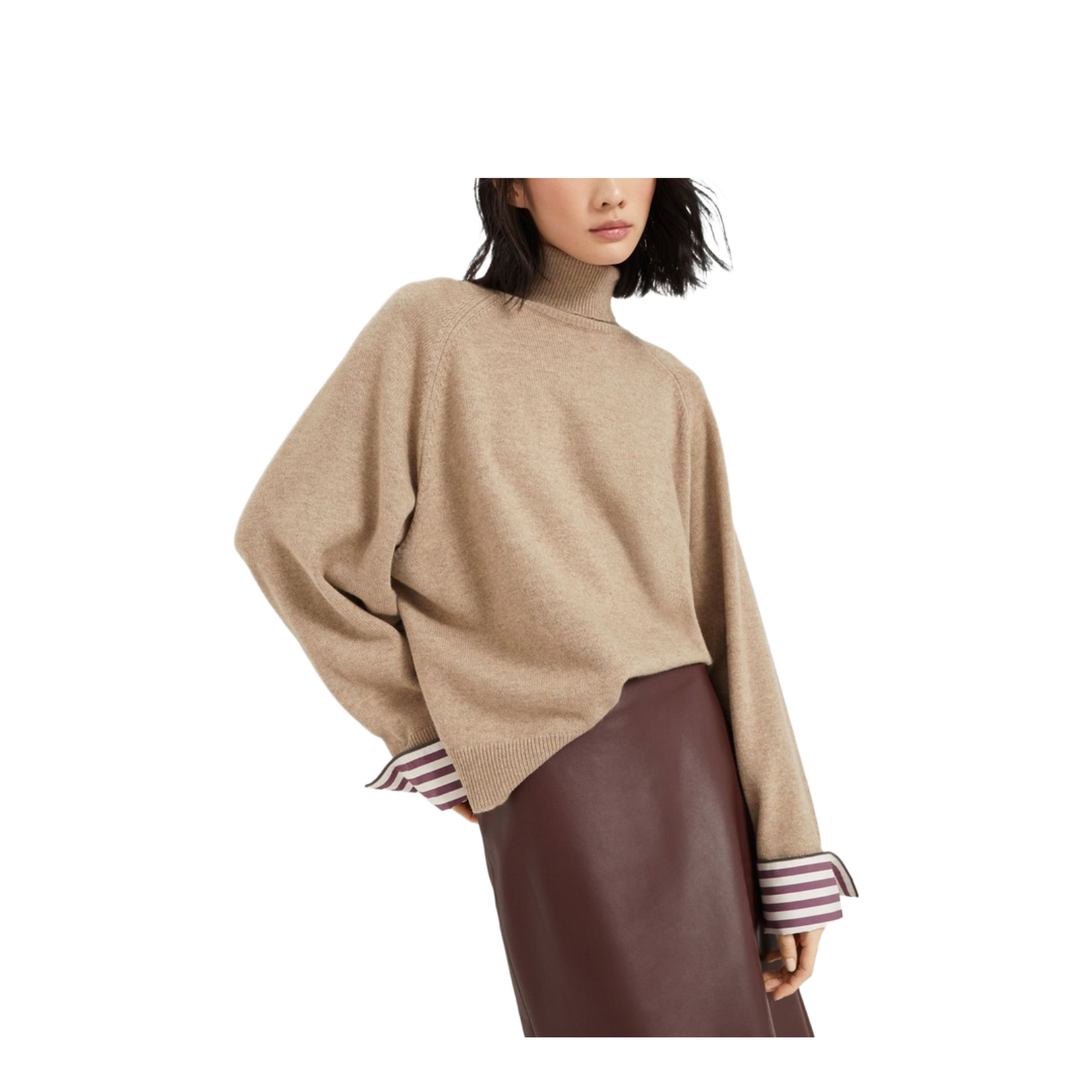 Light Brown Cashmere Turtle-neck