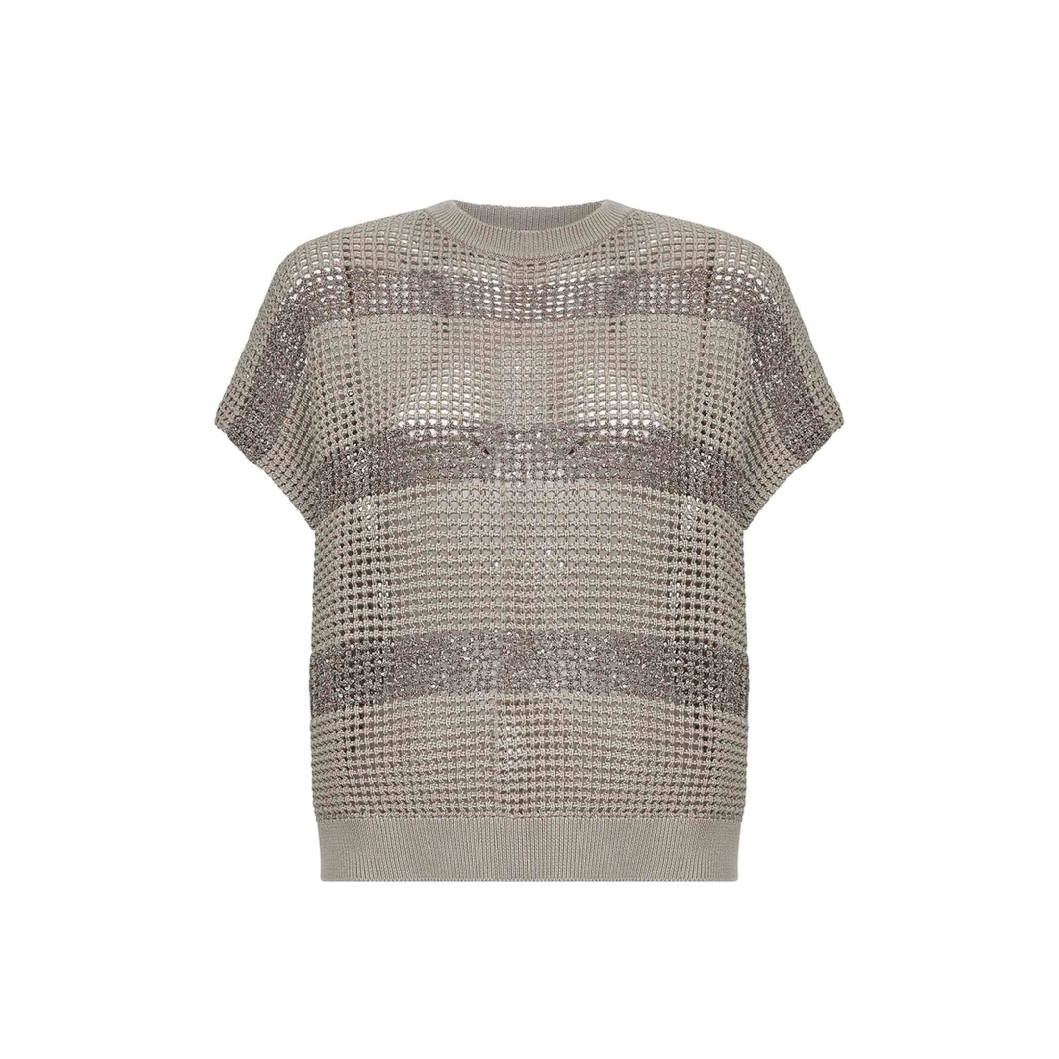 Striped Cotton Knitted Sweater - Beige