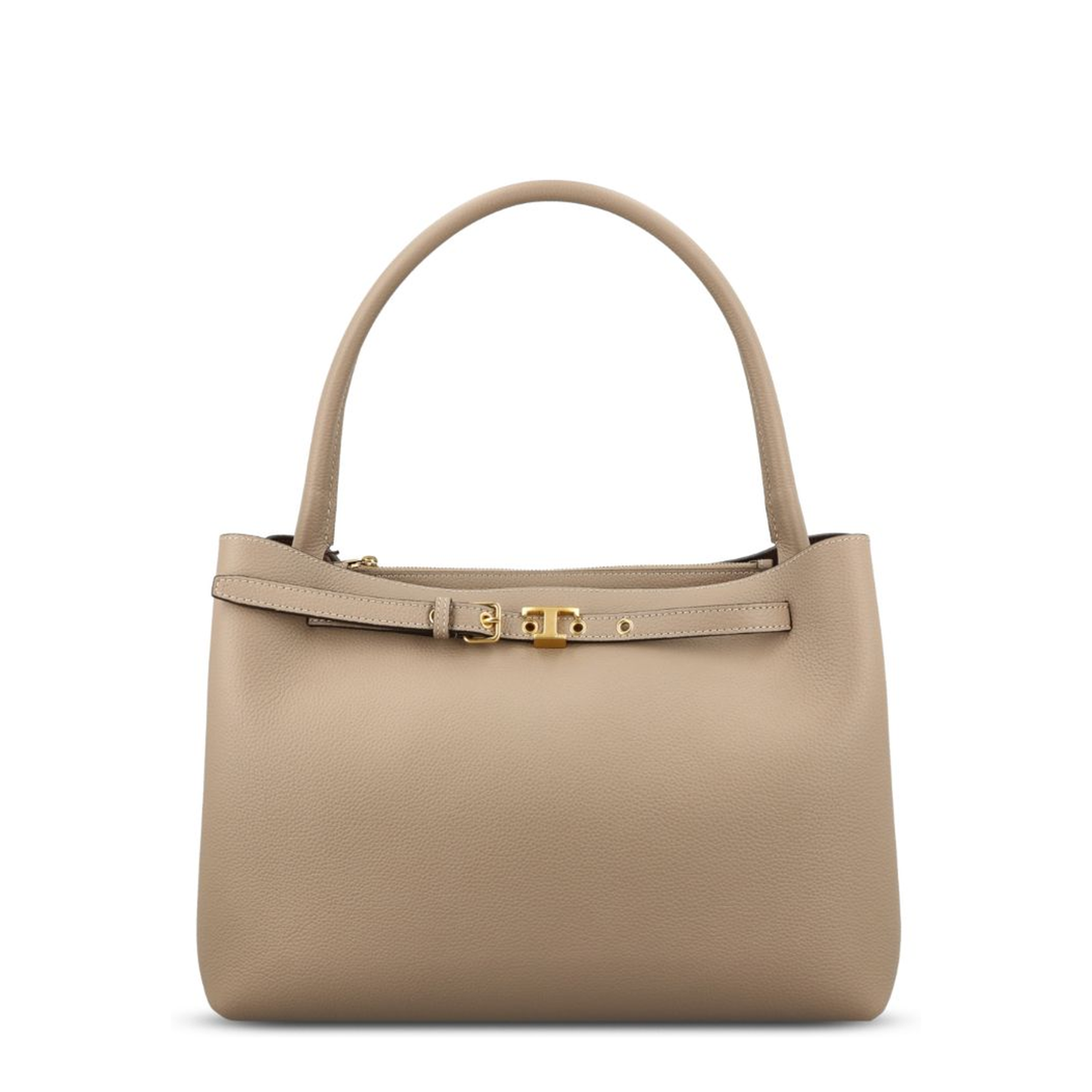 T Timeless Small Calf Leather Tote Bag - Beige Taupe