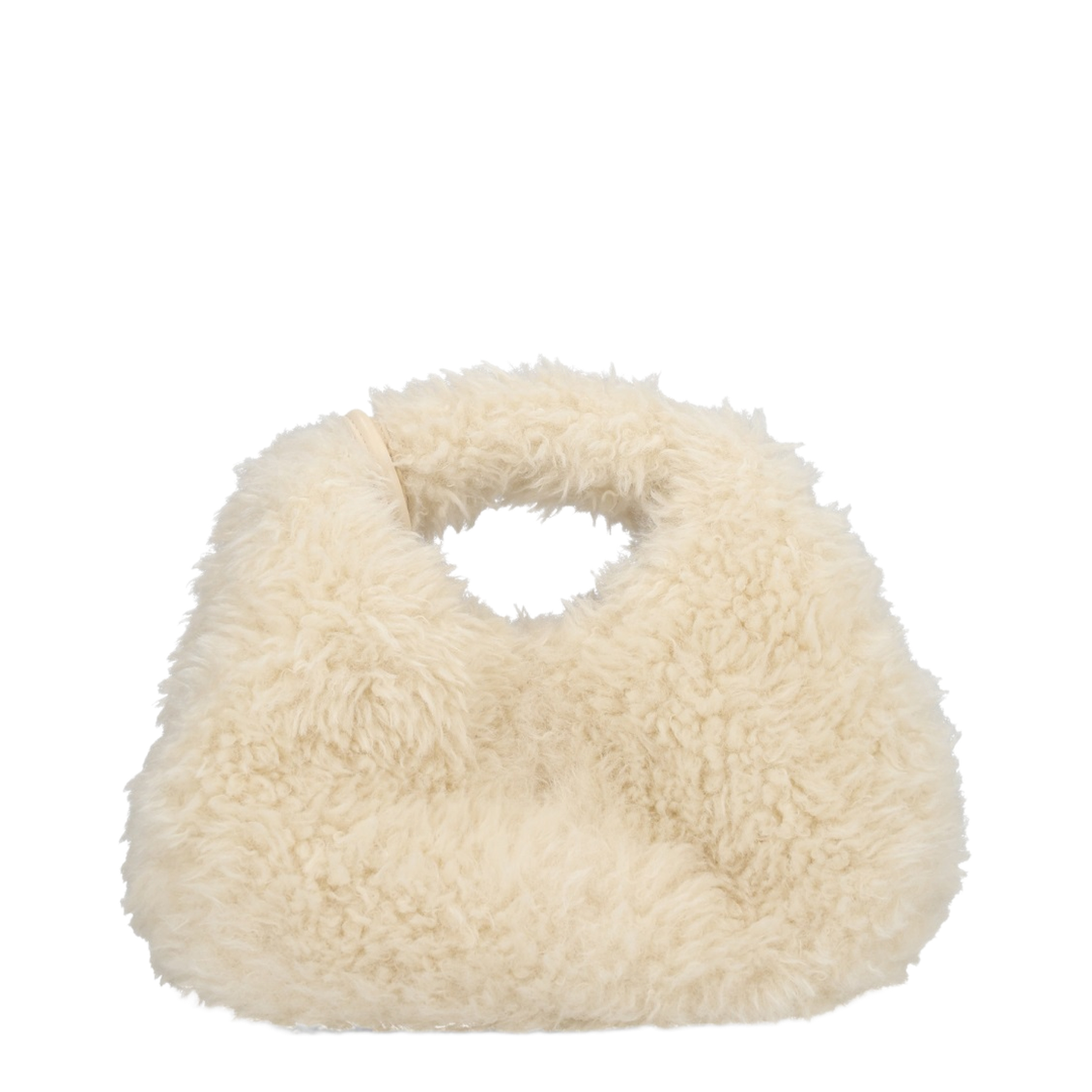 White Handbag With Adjustable And Removable Shoulder Strap And Top Zip Closure In Ecofur