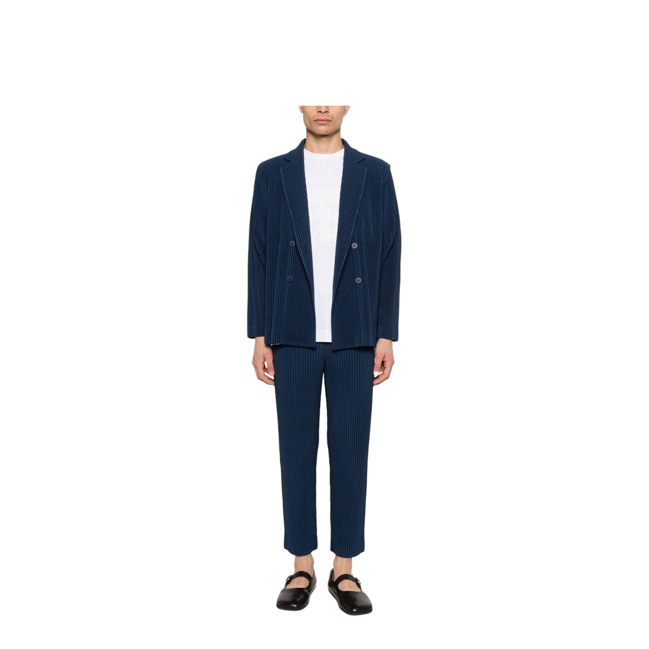 Double-Breasted Pleated Jacket