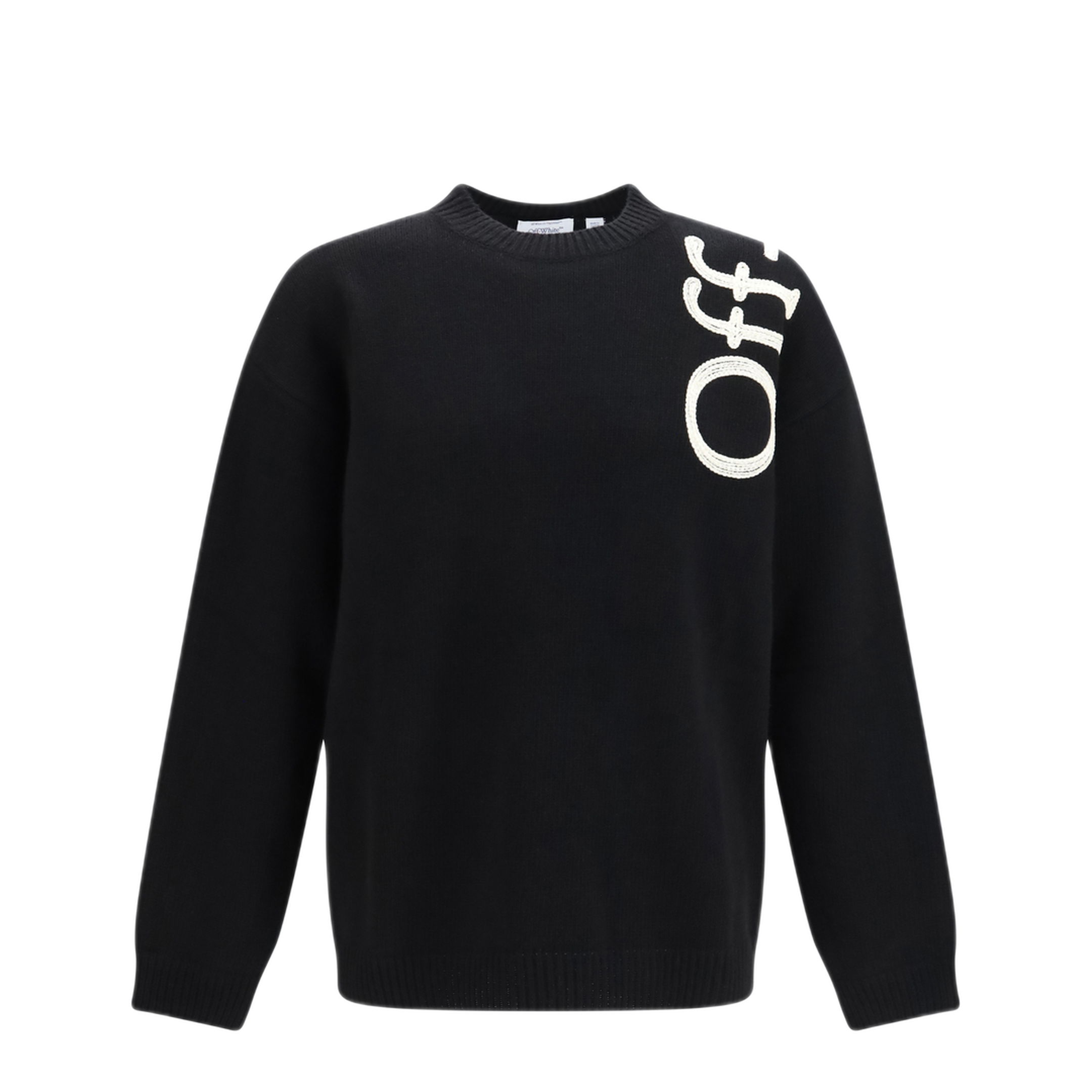 MAYFEYR - Off-White - Vertical Bookish Logo Knit Crewneck - OMHE213F26KNI00100
