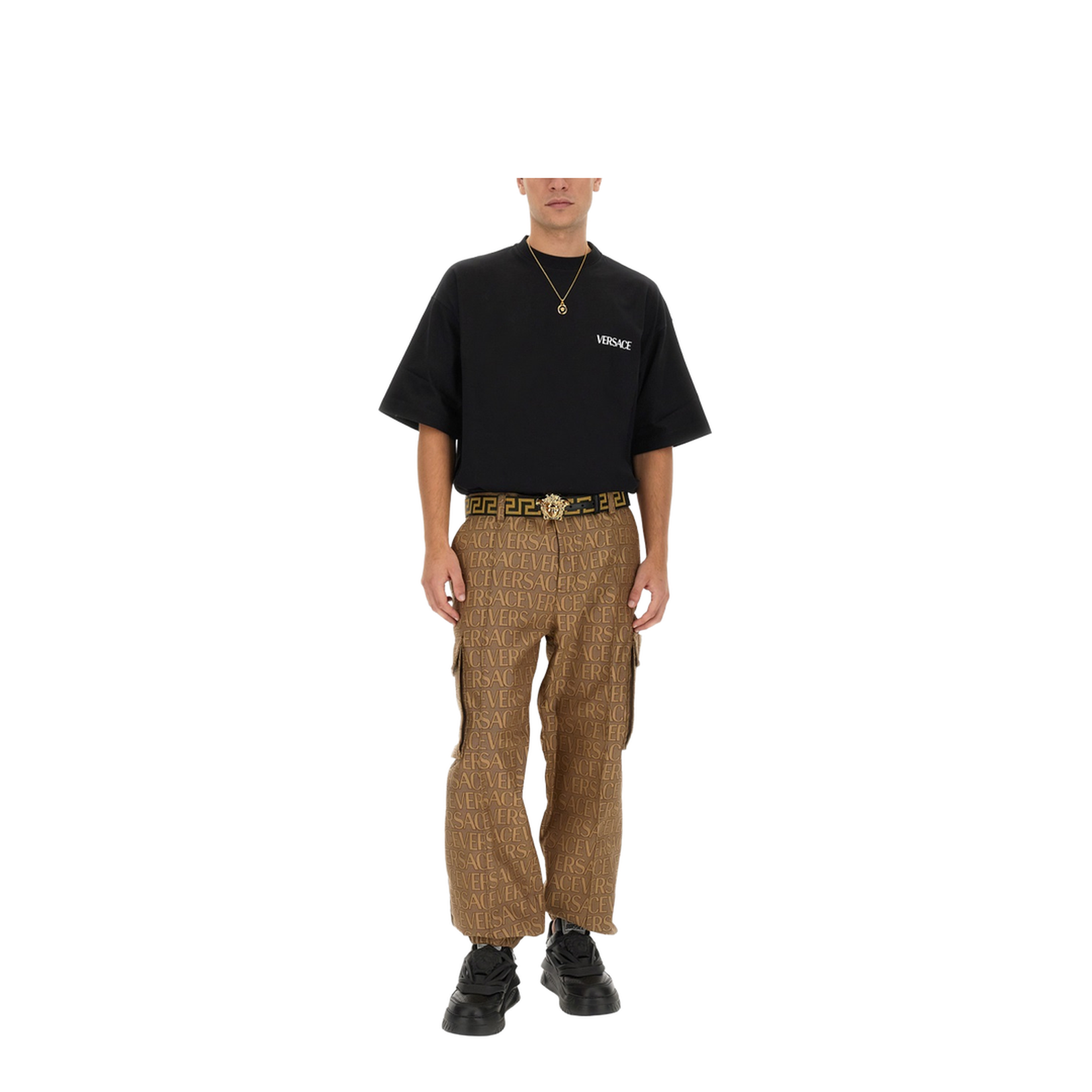 Cargo Trousers In Cotton Blend In Brown