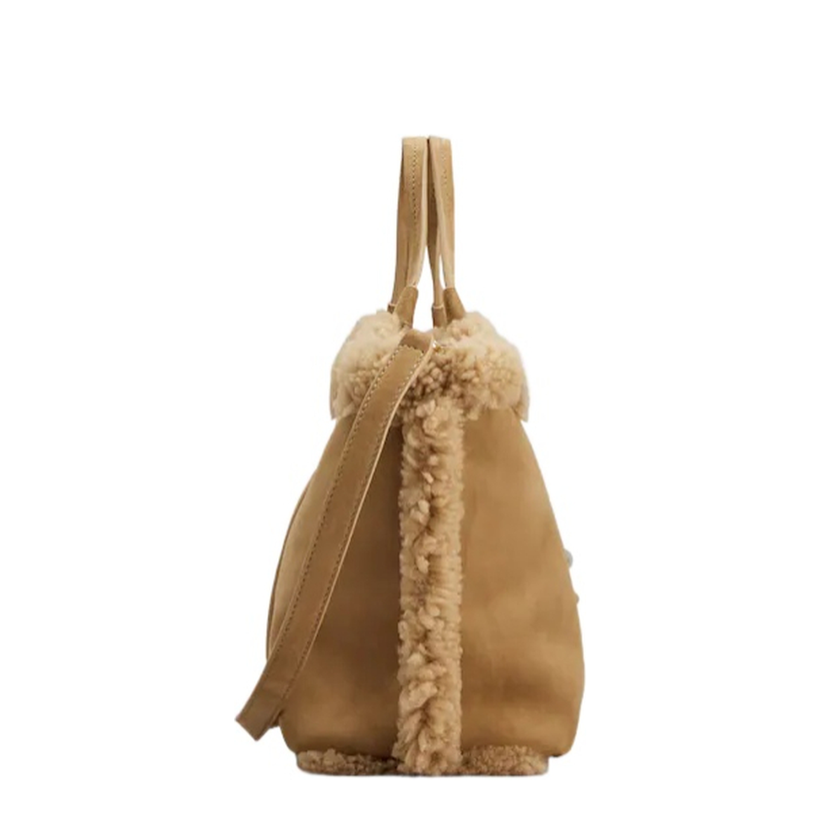 Choc Shopping Bag in Suede and Shearling