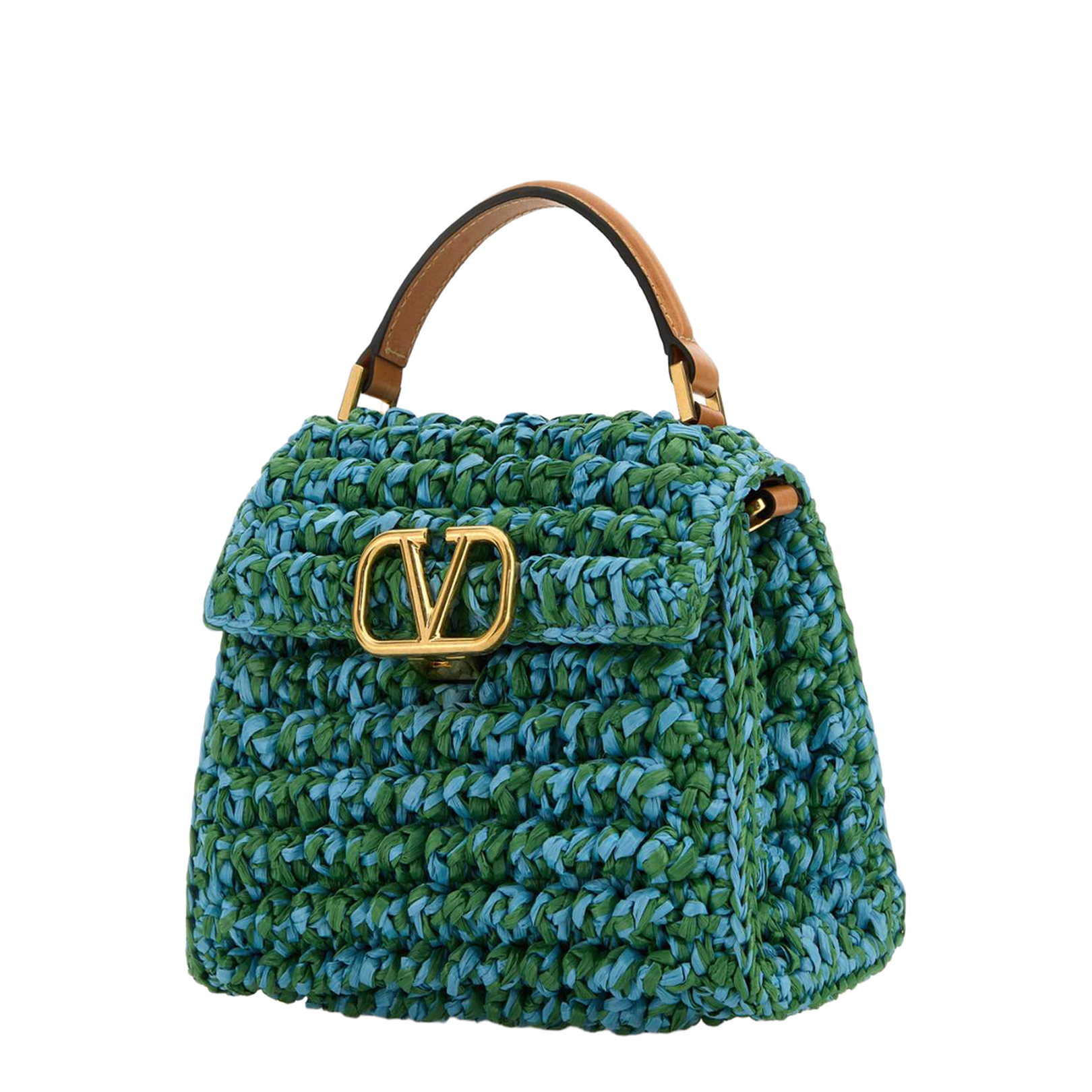 Two-tone Raffia Vsling Handbag