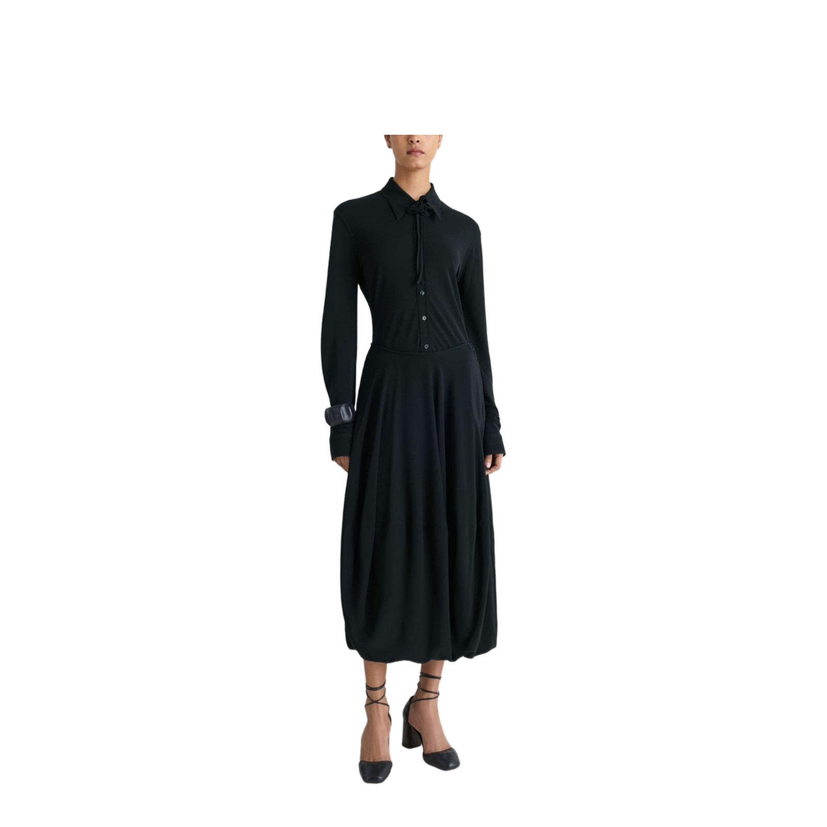 Balloon Skirt Silk Crepe de Chine Black