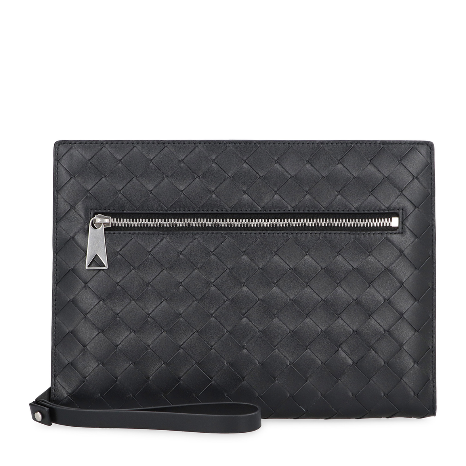 Intrecciato Leather Pouch - Black