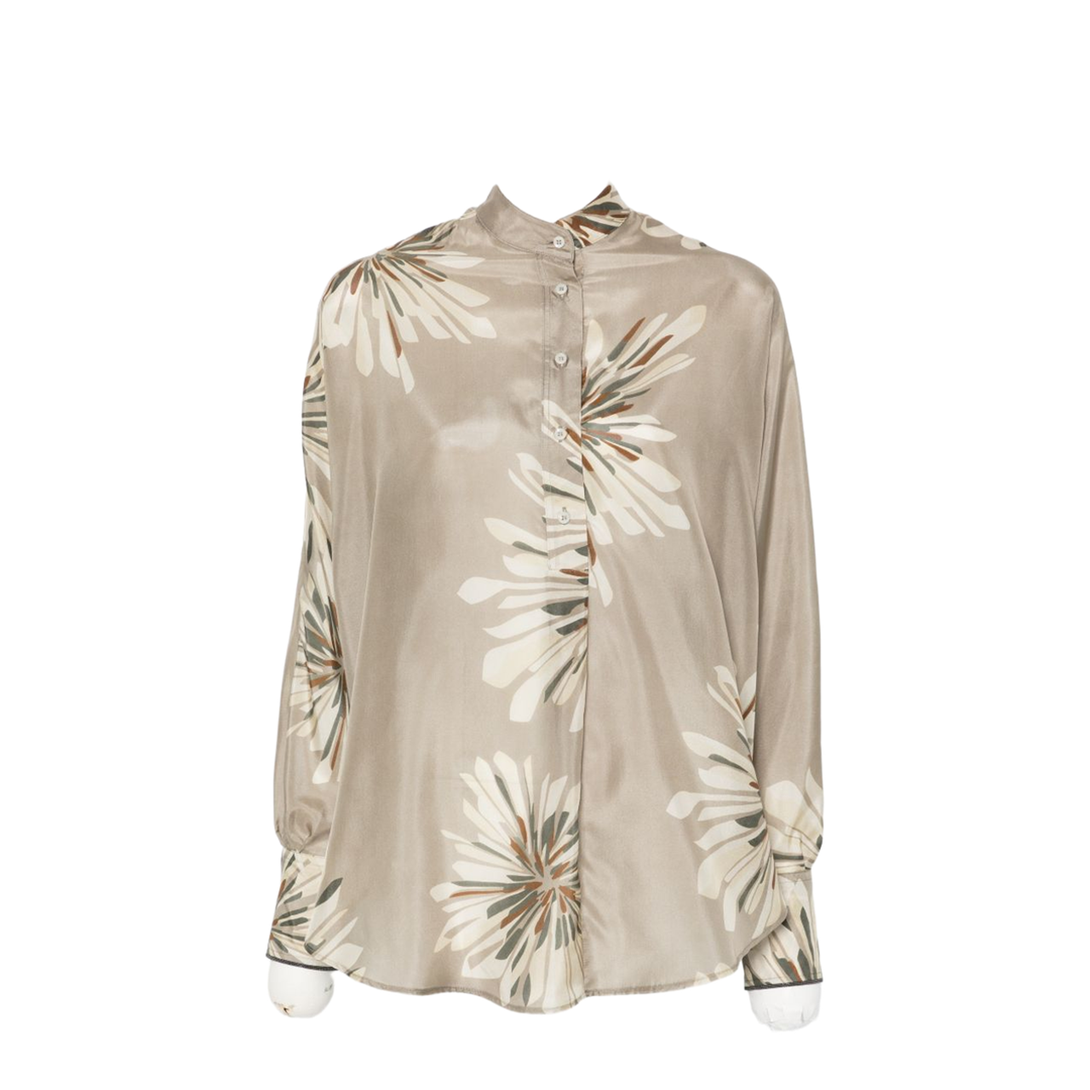 Women's Printed Silk Shirt Beige