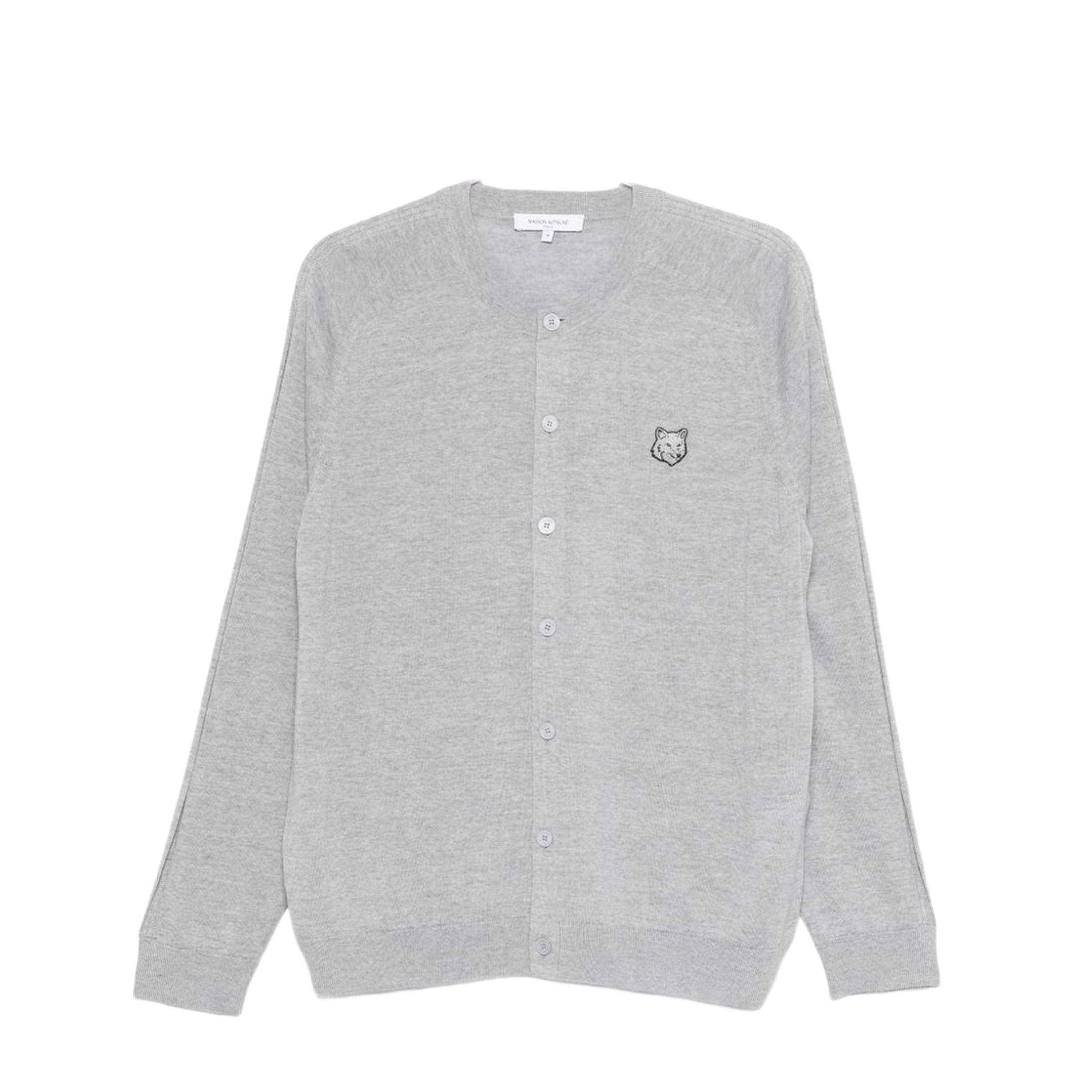 Grey Mélange Fox Head Wool Cardigan