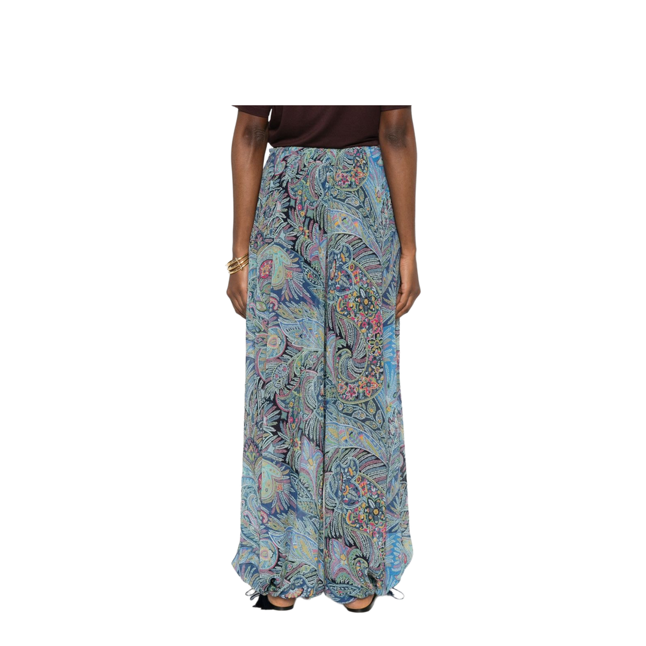 Printed Wide-Leg Trousers Blue