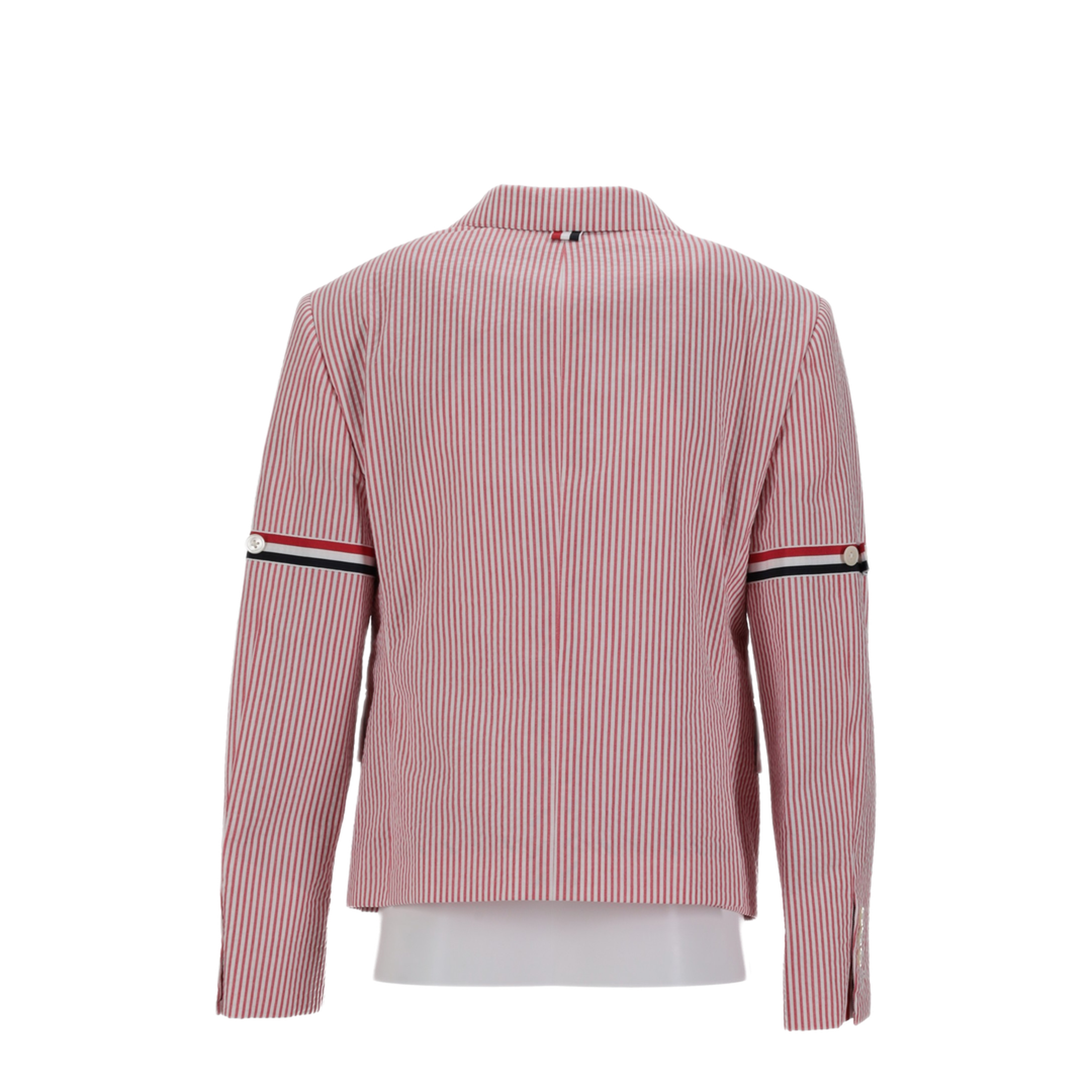 MAYFEYR - Thom Browne - High Break Sb Sportcoat With Rwb Gg Armbands In Seersucker - FBC928O00572600