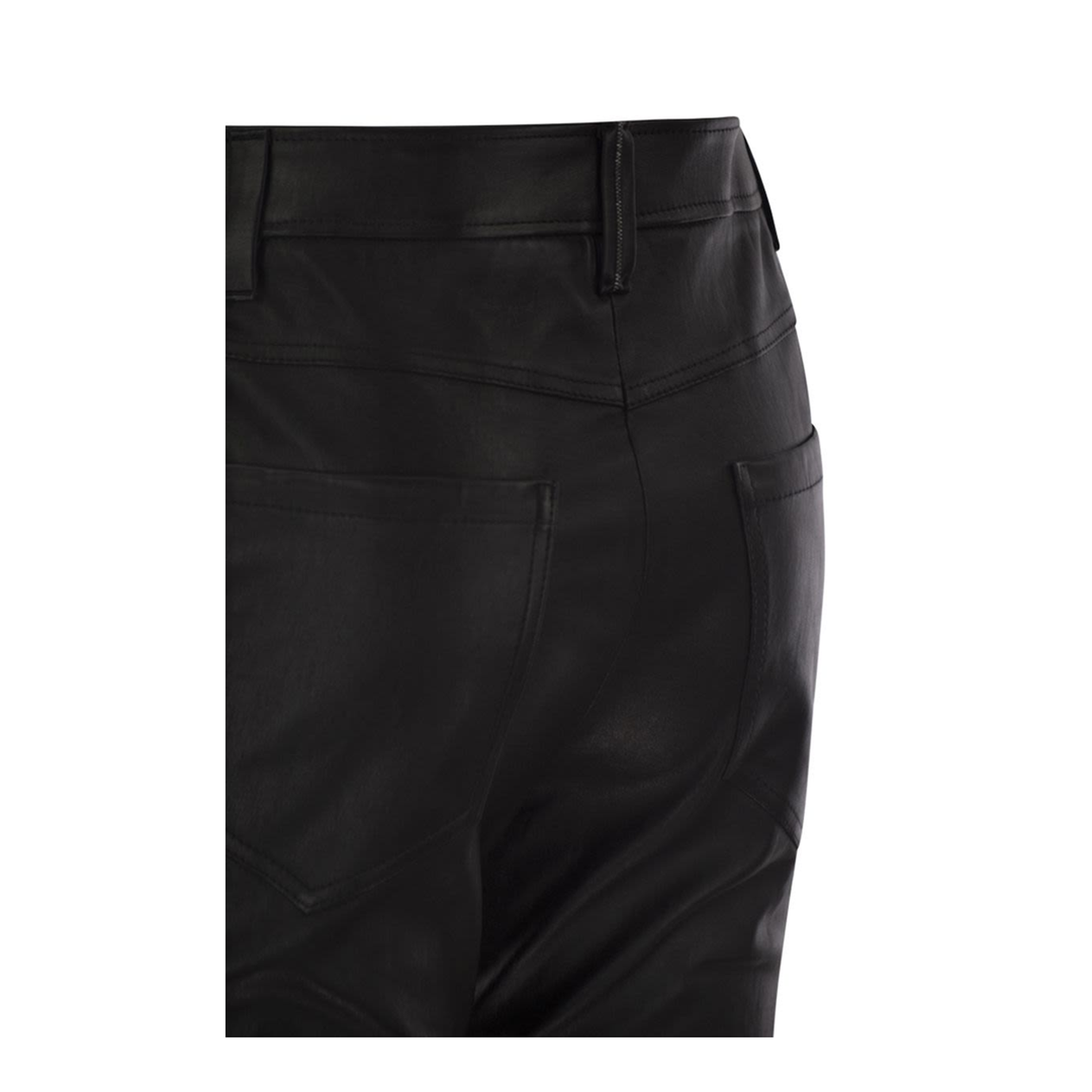Stretch Nappa Leather Square Cigarette Trousers with Jewellery