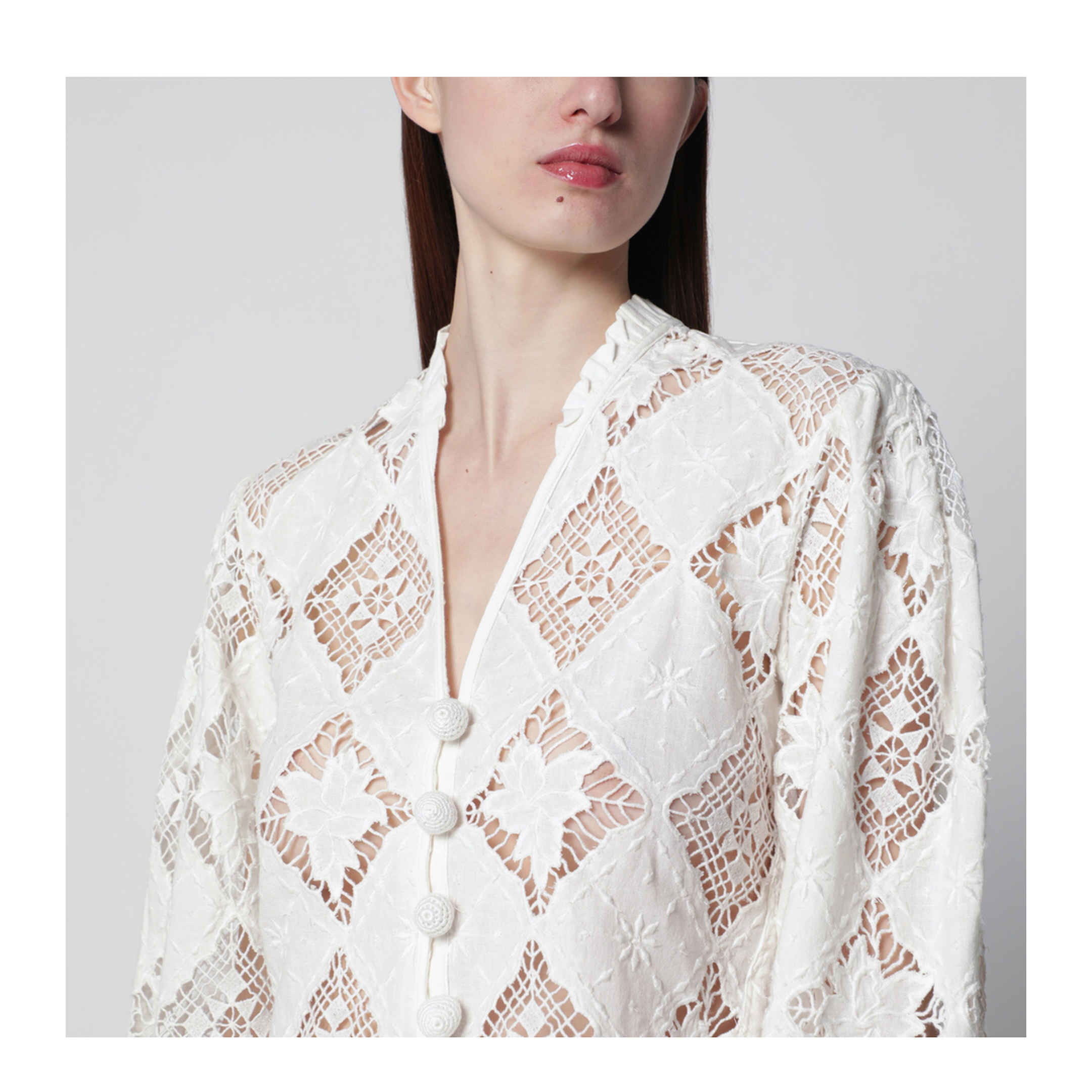 Nina Cotton and Linen Blouse in White