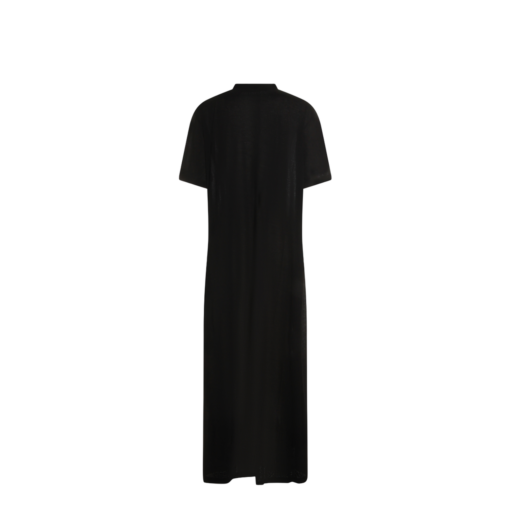 Black Maxi Train T-Shirt in Cotton Jersey