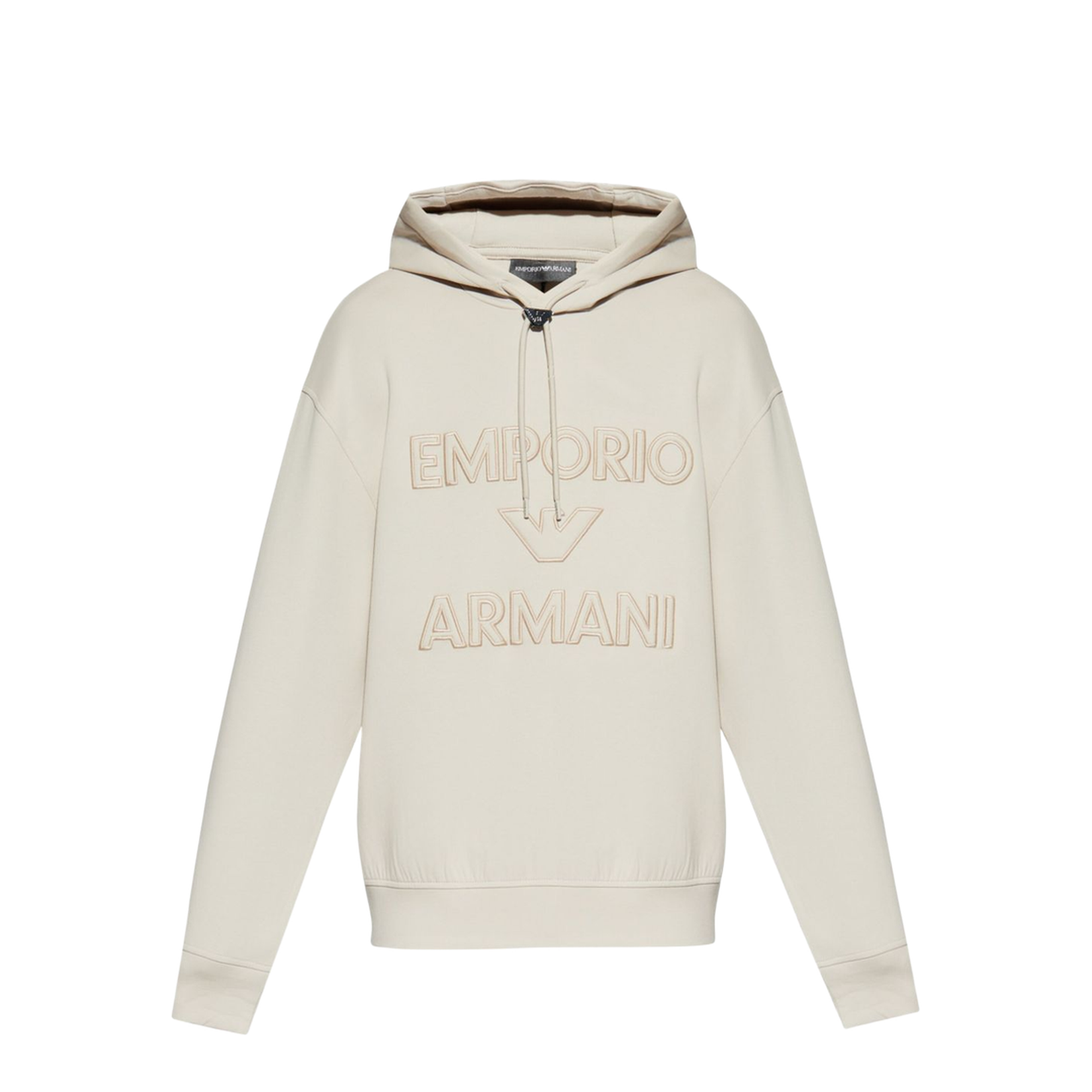 Double-Jersey Hooded Sweatshirt with Oversized Embossed Logo Embroidery