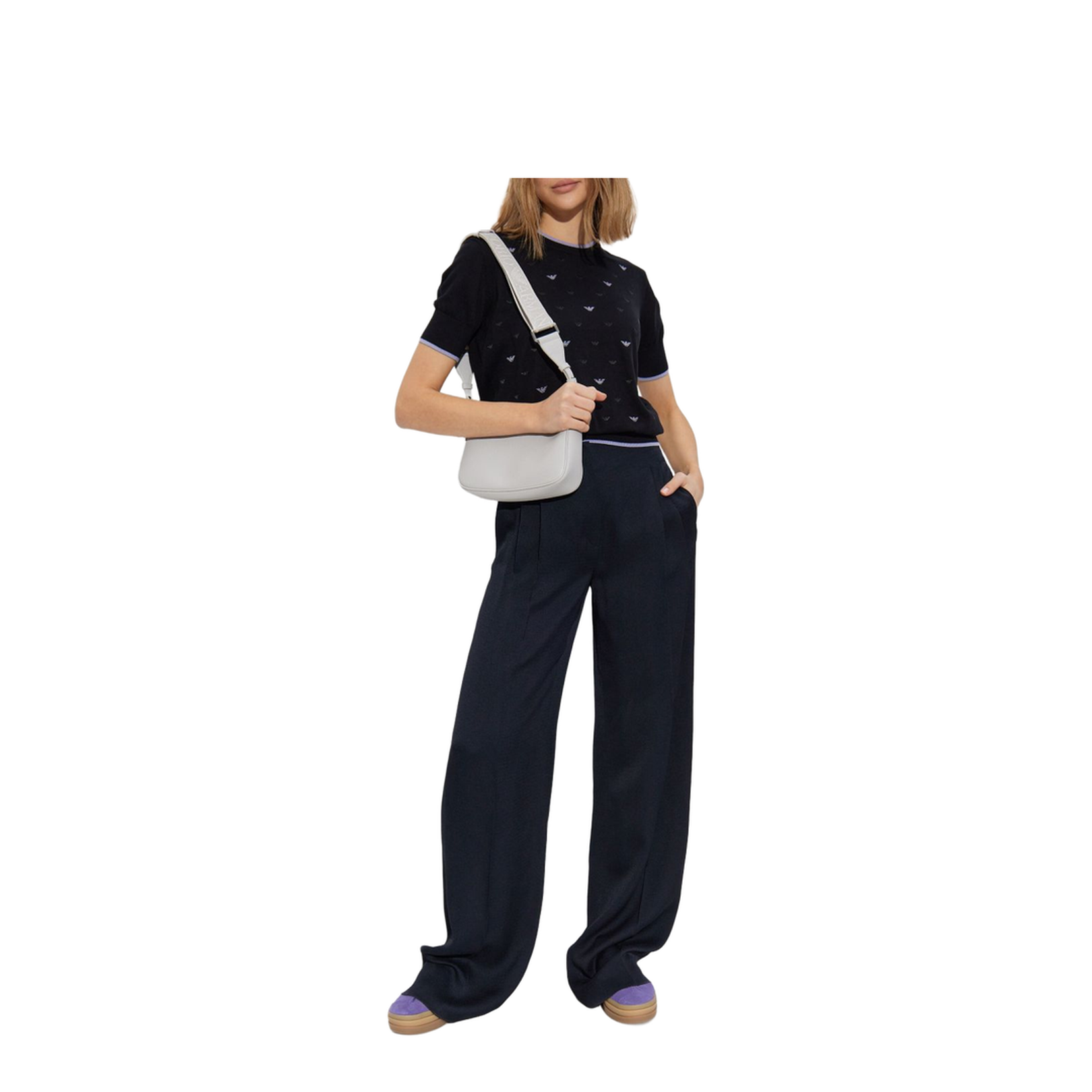 Jumper with all-over micro eagle embroidery