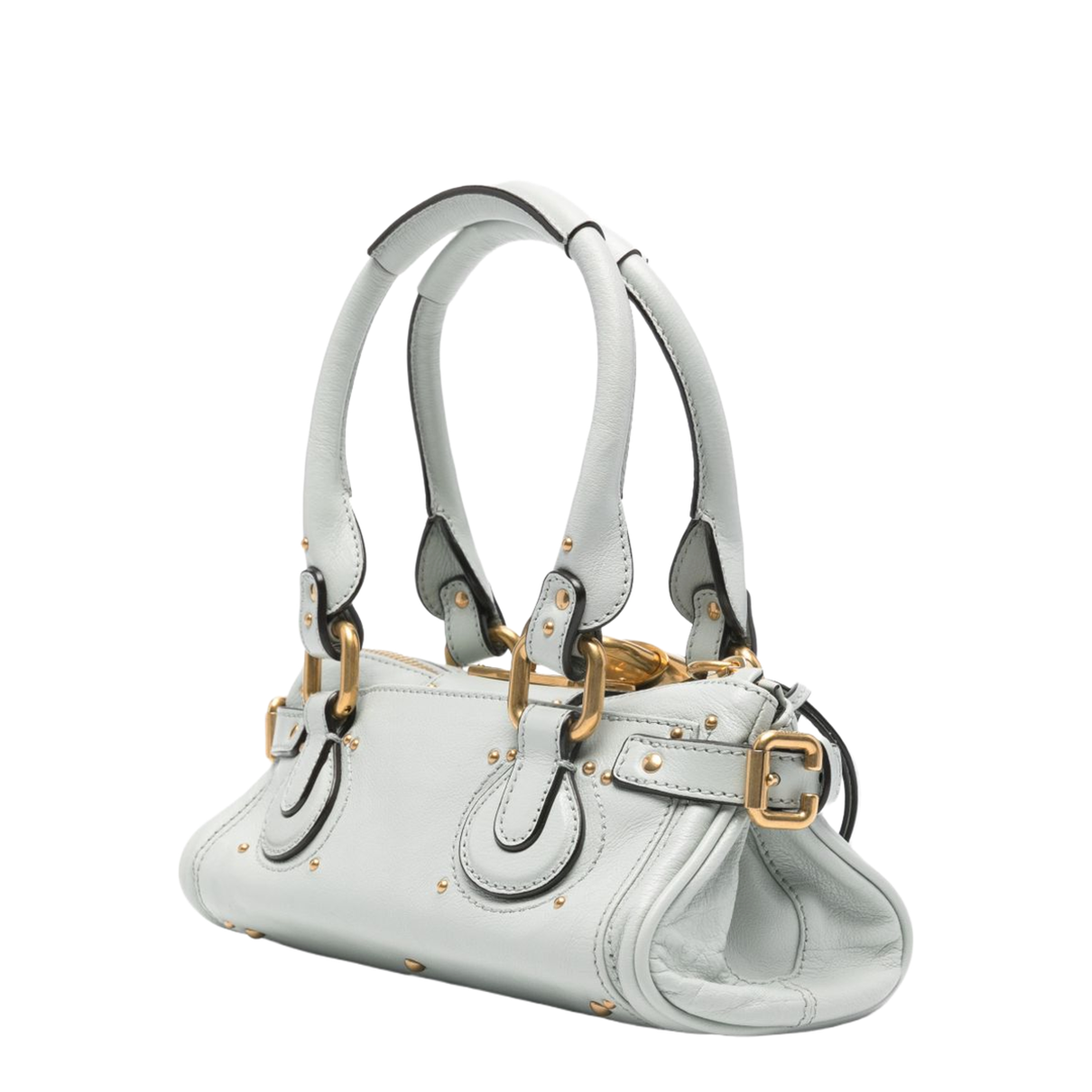 Paddington Small Buffalo Leather Shoulder Bag - Aqua Grey