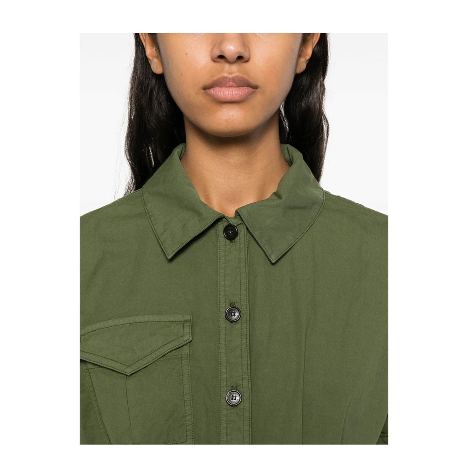 Cotton Shirt Dress in Green